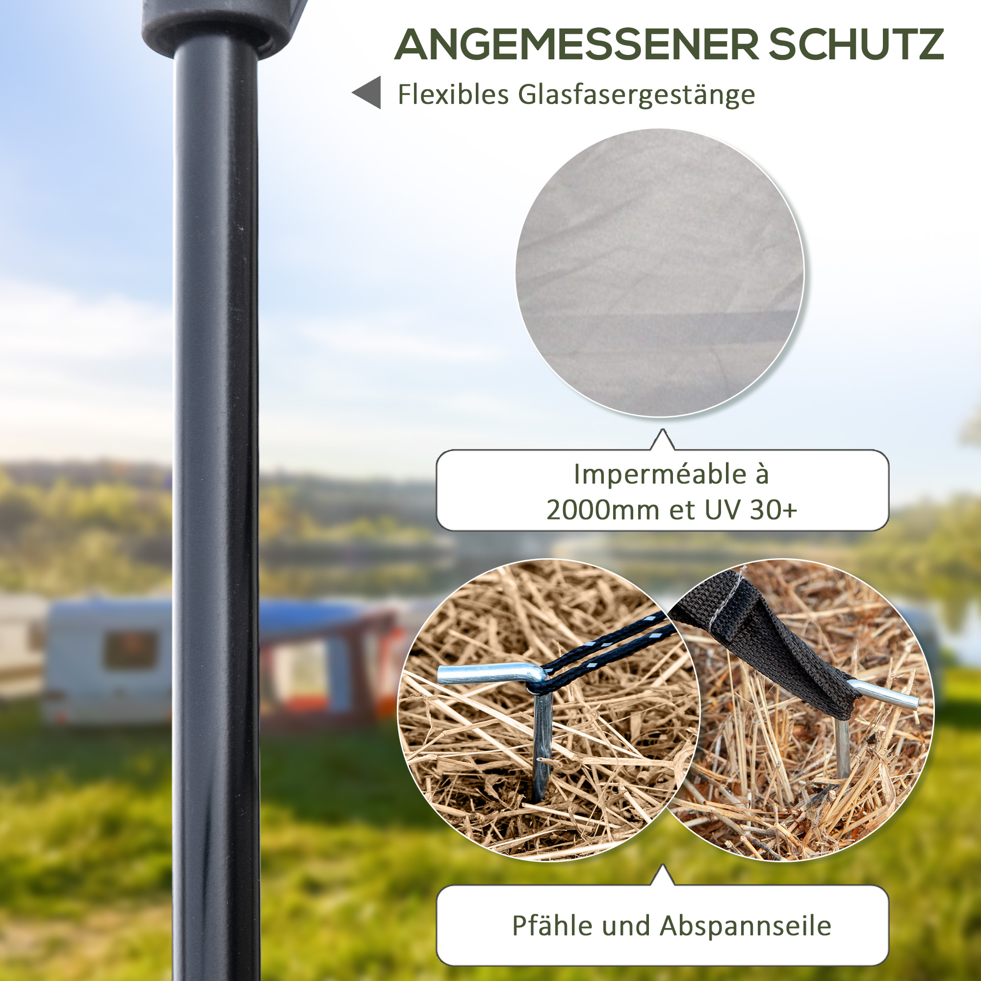 Campingzelt für 3-4 Personen, robust, mit Tragetasche, 2 Öffnungen, Zubehör, Blau