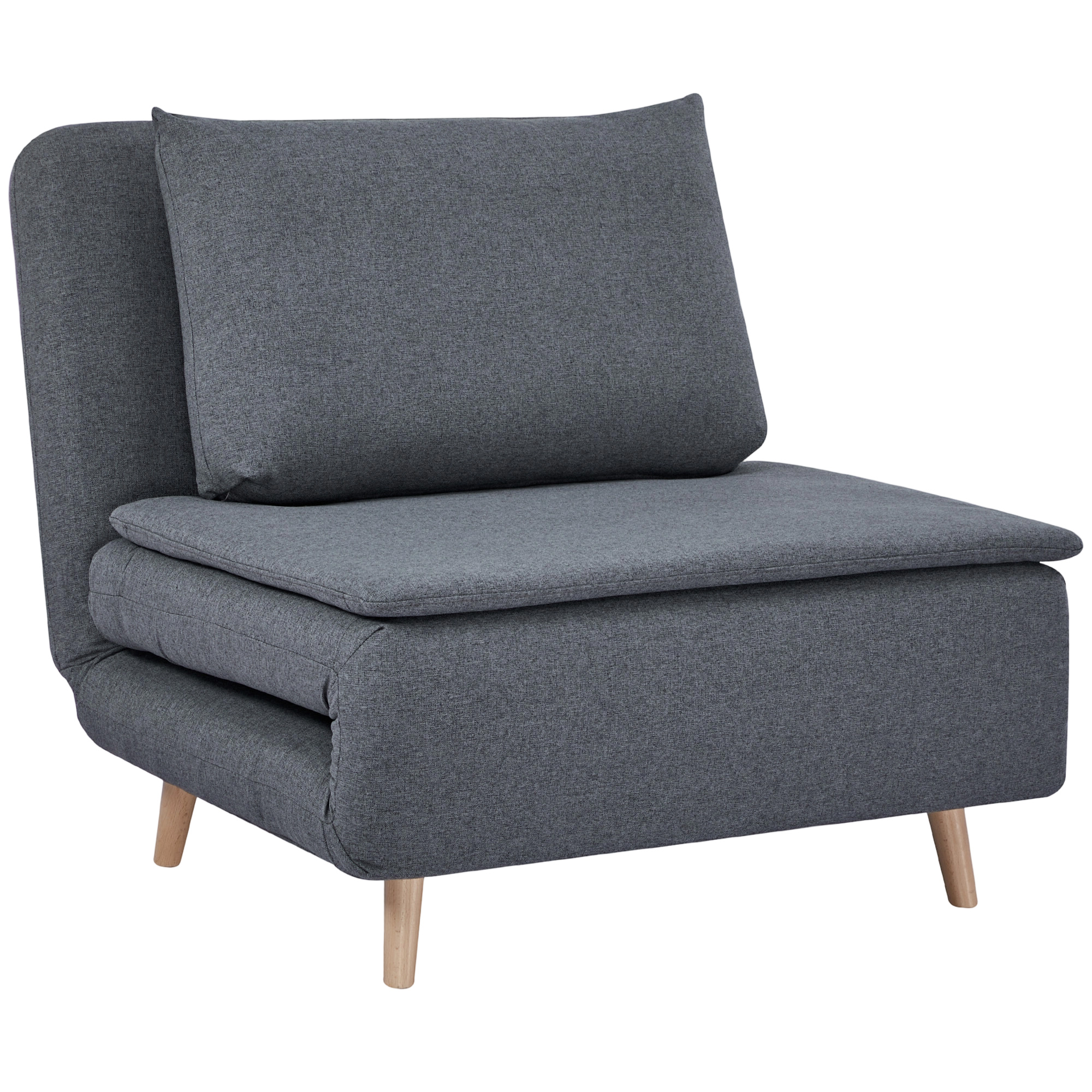 3-in-1 Schlafsessel mit Bett-Funktion, Liegesessel, verstellbare Rückenlehne, Buchenholzbeine, Kissen, Grau