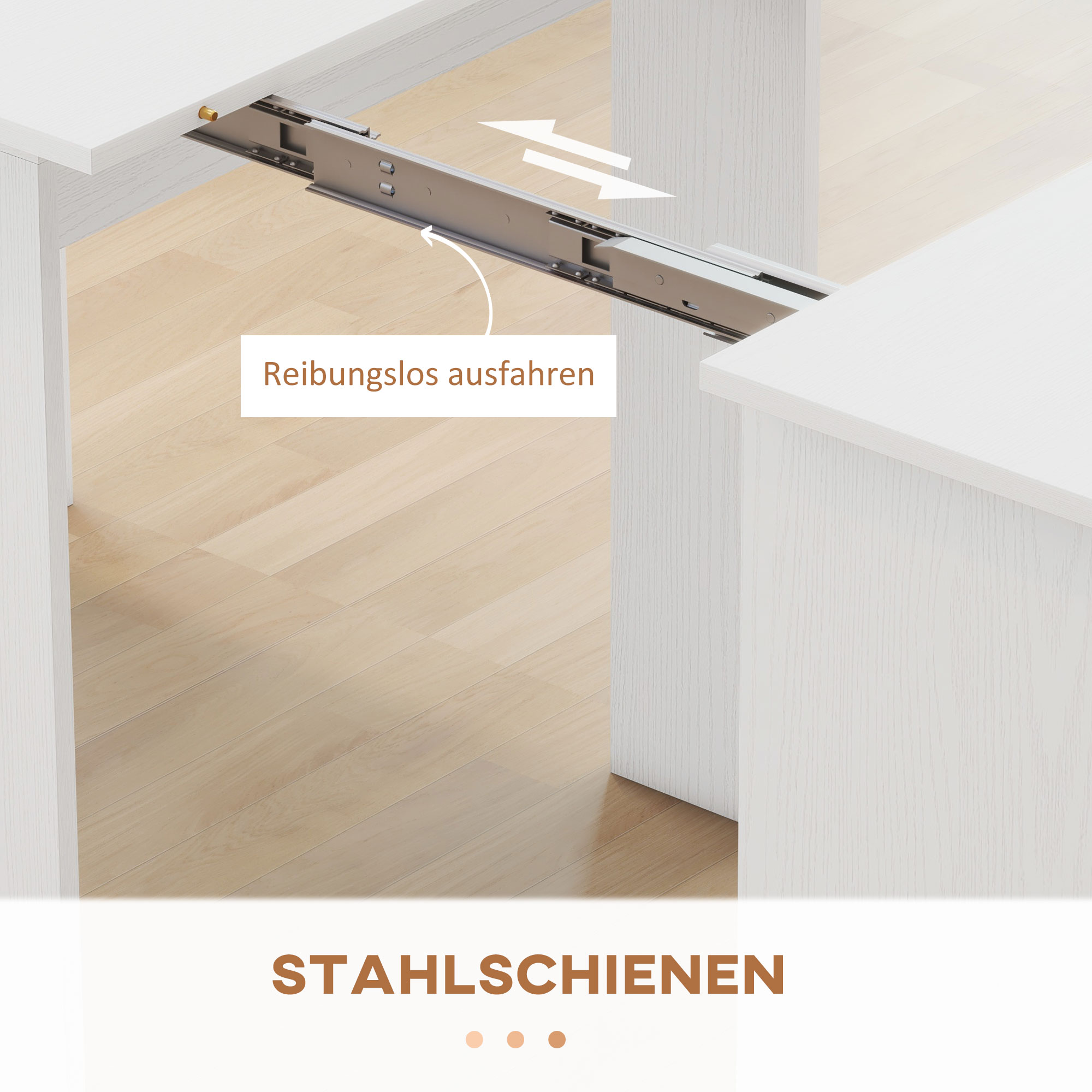Esstisch, Klapptisch, ausziehbarer Küchentisch, Esszimmertisch, Spanplatten, 60-180 x 85 x 75 cm, Weiß