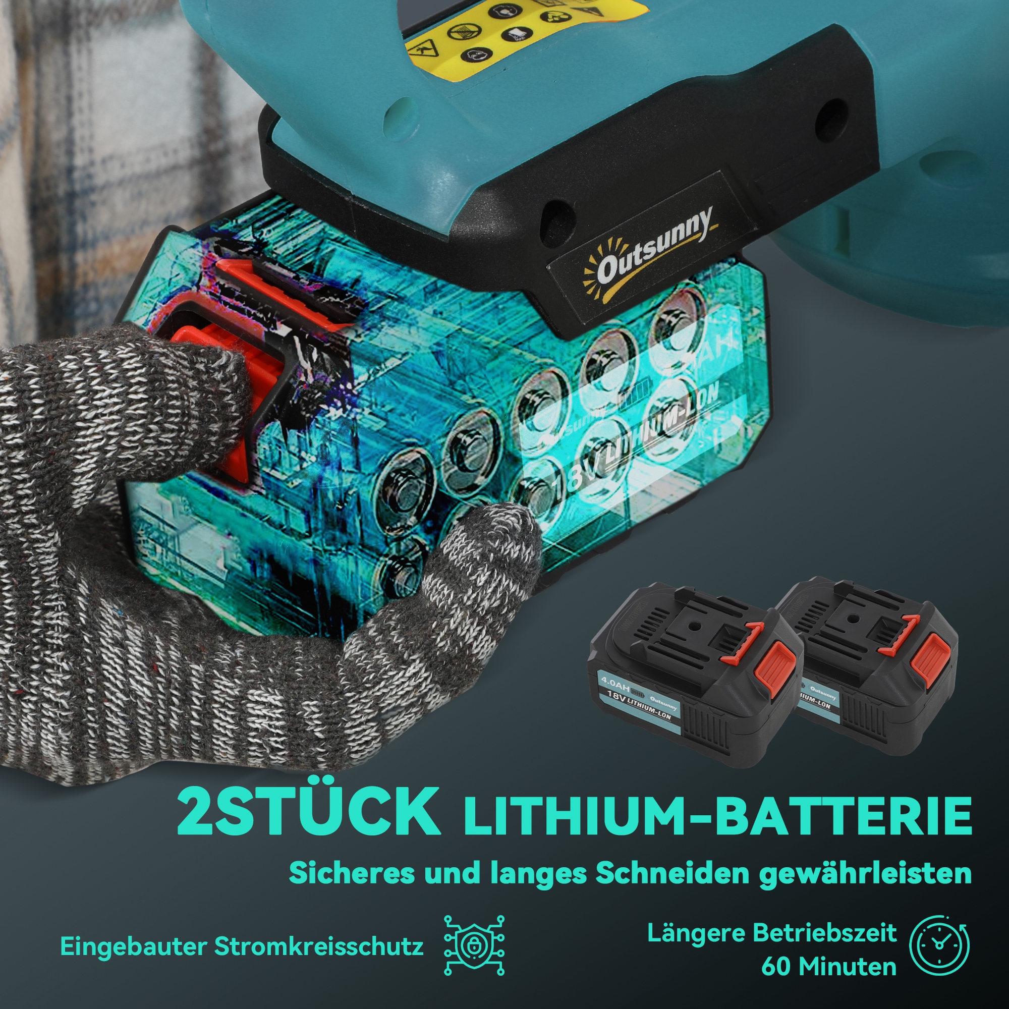 Elektro Heckenschere Akku Elektrischer Heckenschneider mit 51cm Schnittlänge Motor, Akku Blau