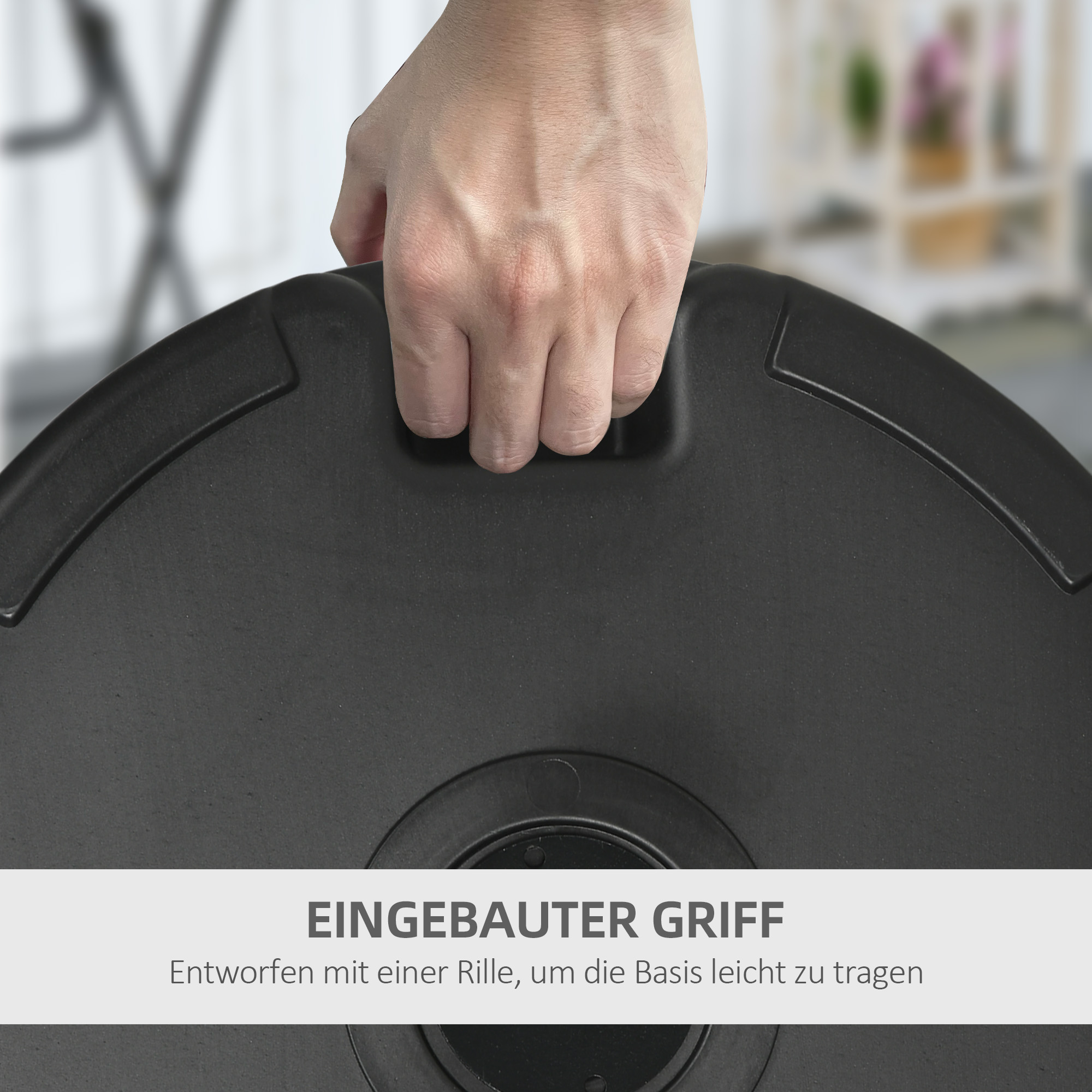 Schirmbasis, Sonnenschirmständer aus Kunststoff und Metall, mit Wasser und Sand befüllbar, Ø56 x 30,5H cm, Schwarz