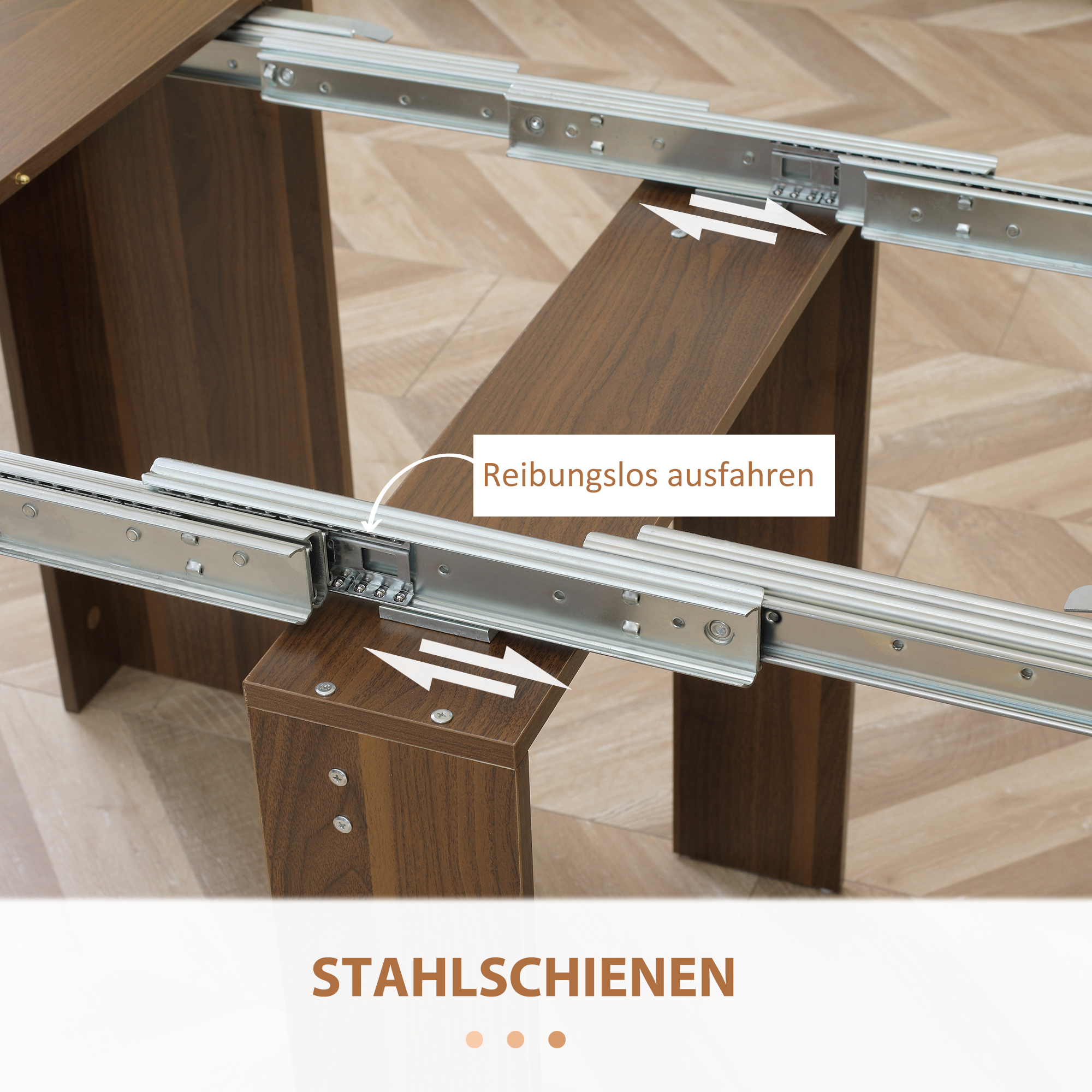 Ausklappbarer Esstisch Ausziehbarer Esstisch  Esstisch, mobil, modernes Design, 180cm x 85cm x 75cm, Braun