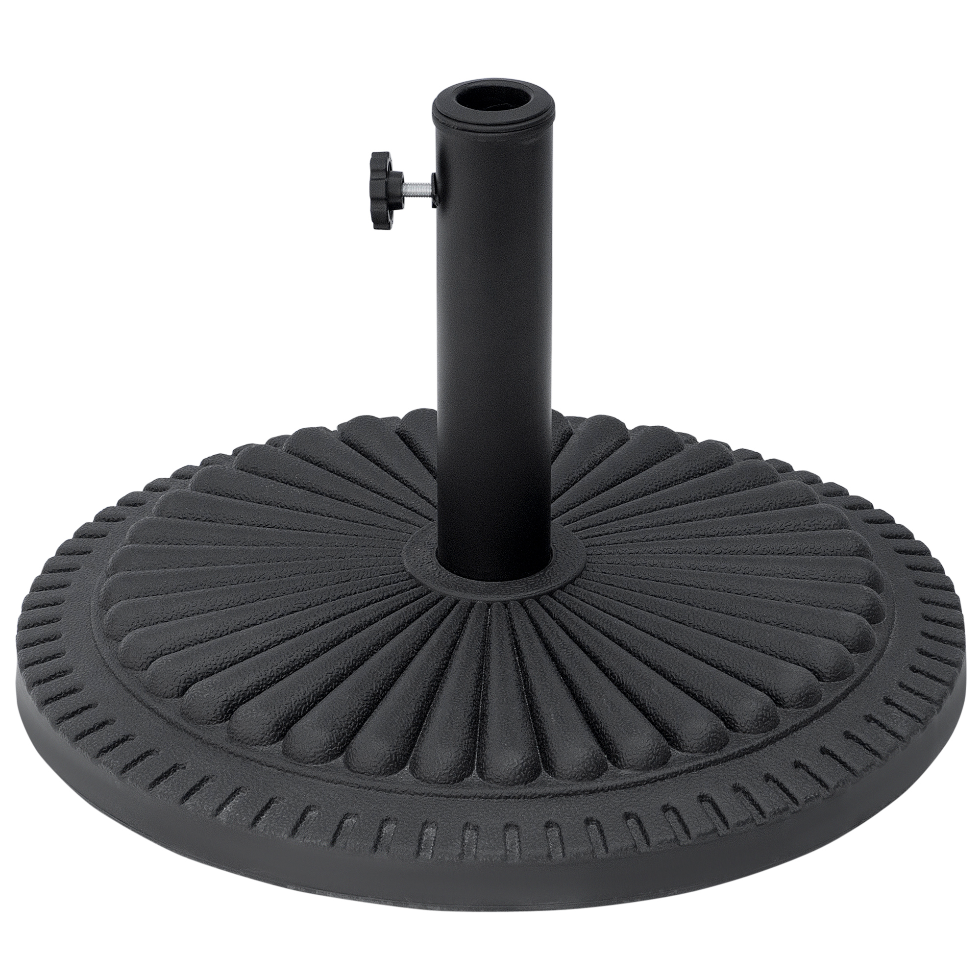 Sonnenschirmständer 14  kg Schirmständer Rund Schirmhalter, Ständer Schirmgewicht für Sonnenschirm 35-48mm Rohrdurchmesser, für Balkon, Terasse, Garten, Schwarz