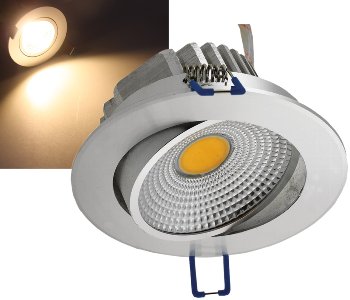 LED-Einbauleuchte "COB-7", 7W, 550lm - ALU, 3000K, 75°, Ø109xT47mm,Rahmen chrom LED-Einbauleuchte "COB-7", 7W, 550lm - ALU, 3000K, 75°, Ø109xT47mm,Rahmen chrom