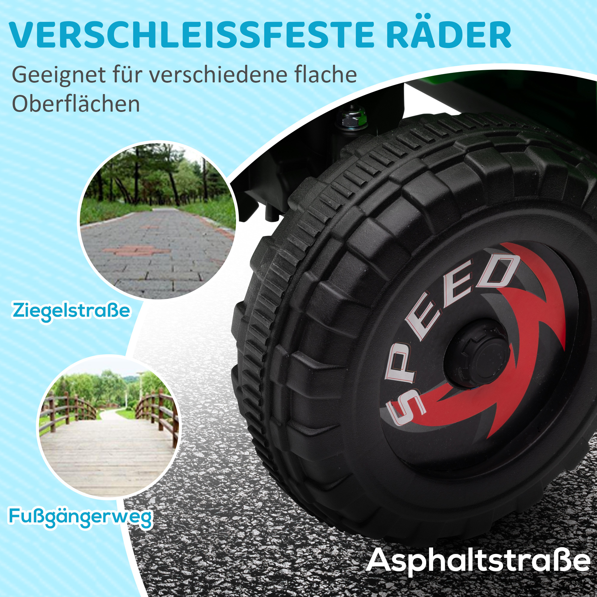 Elektro-Kinderquad, 2,5 km/h, Vorwärts- & Rückwärtsgang, für 18-36 Monate, Grün