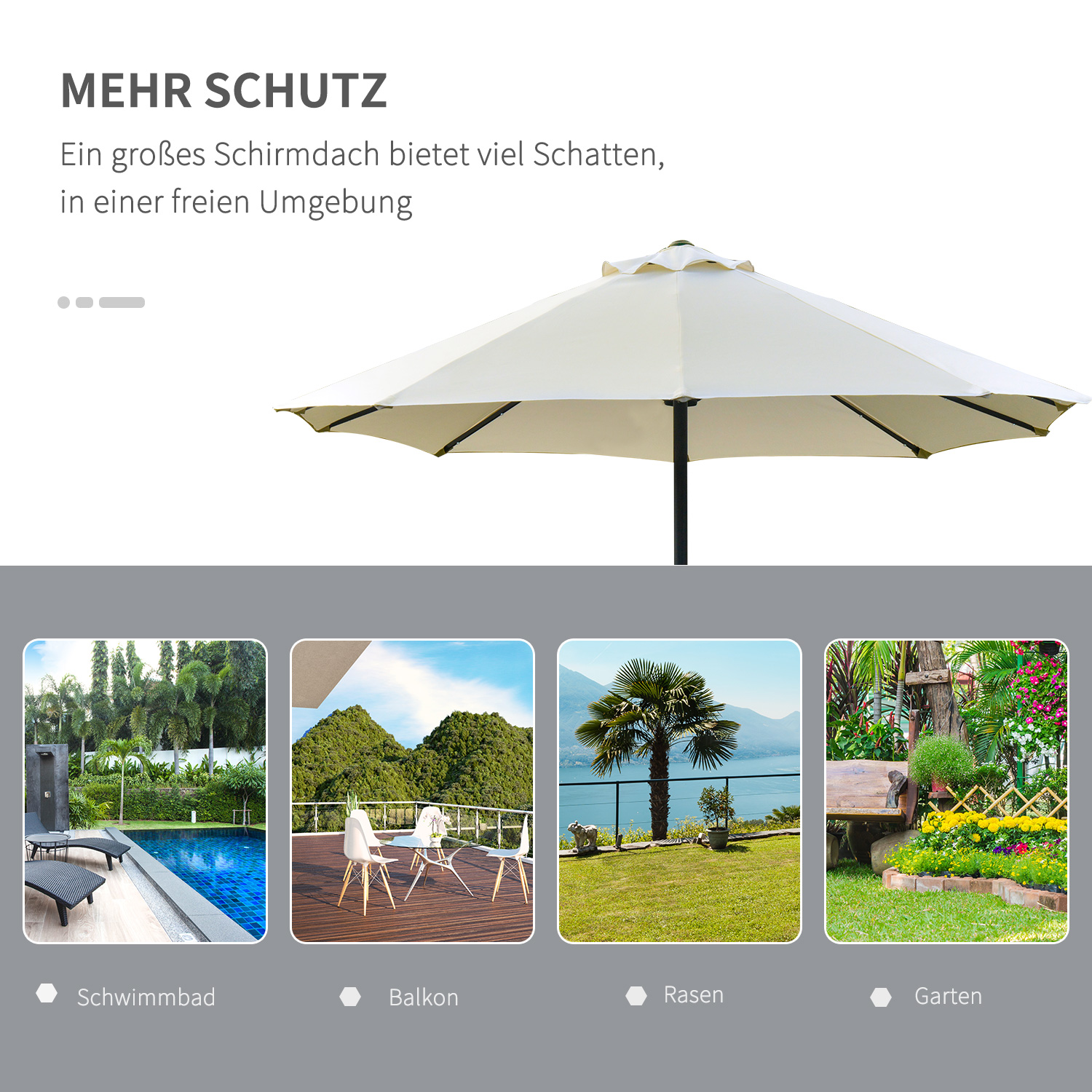 Sonnenschirm Oval Cremeweiß 440 x 256 cm