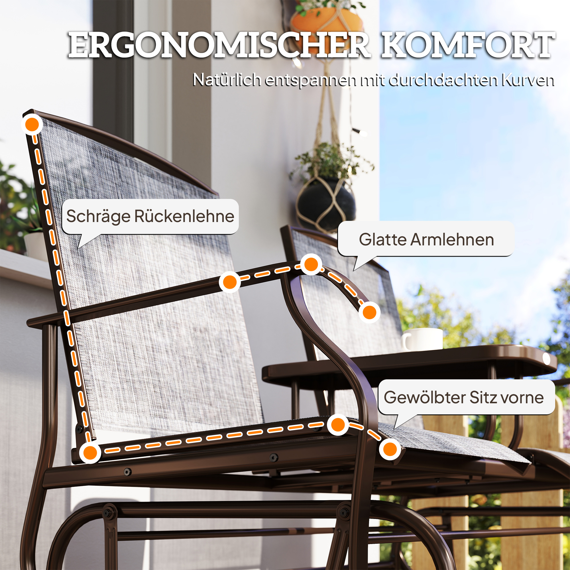 Gartenbank Schaukelstuhl Sitzbank Schaukelbank Gartenstuhl mit Tisch Schaukel Bank 2-Sitzer