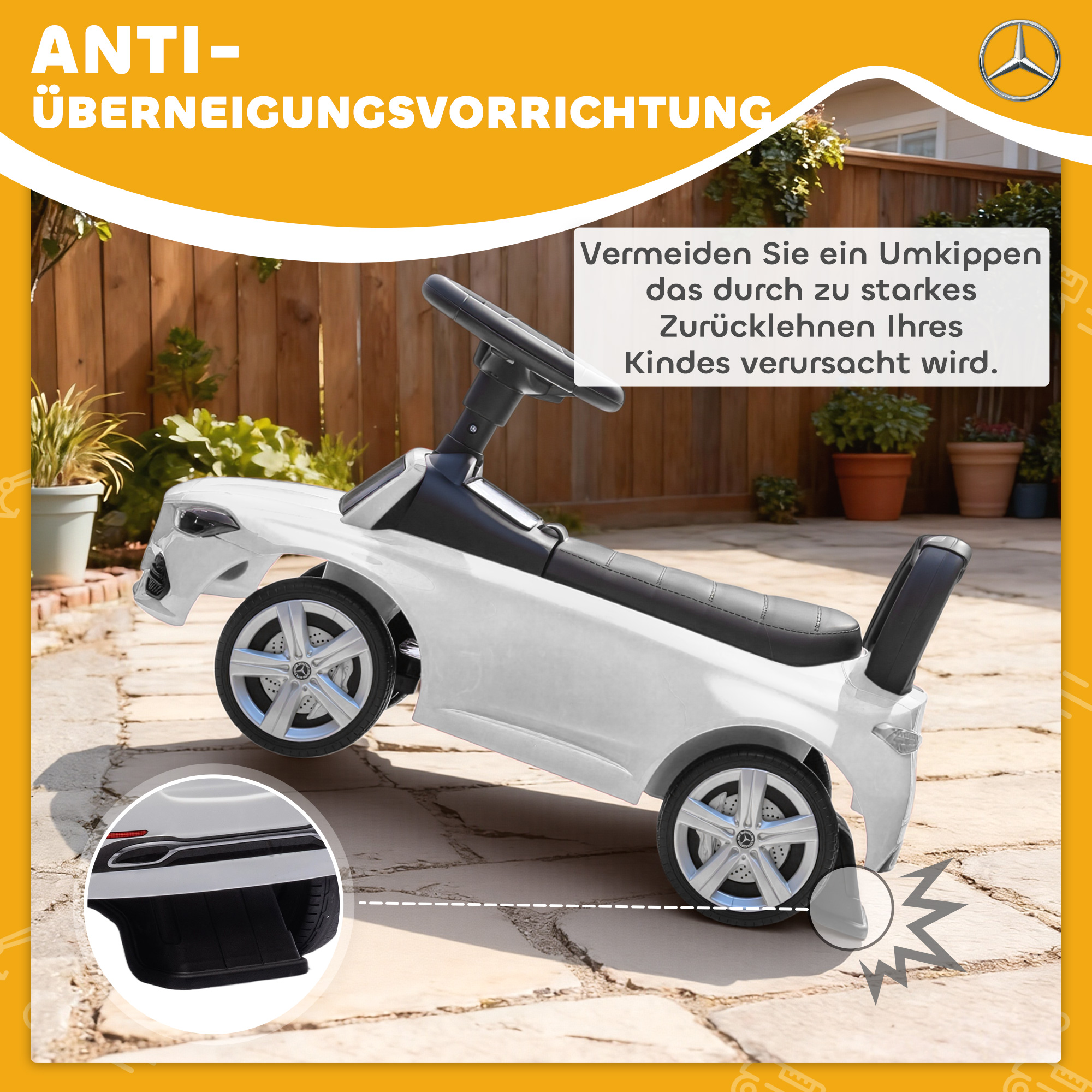 Mercedes-Benz C-Class Rutschauto mit Hupe, Motorgeräuschen, Stauraum, für Kinder 18-36 Monate, Weiß