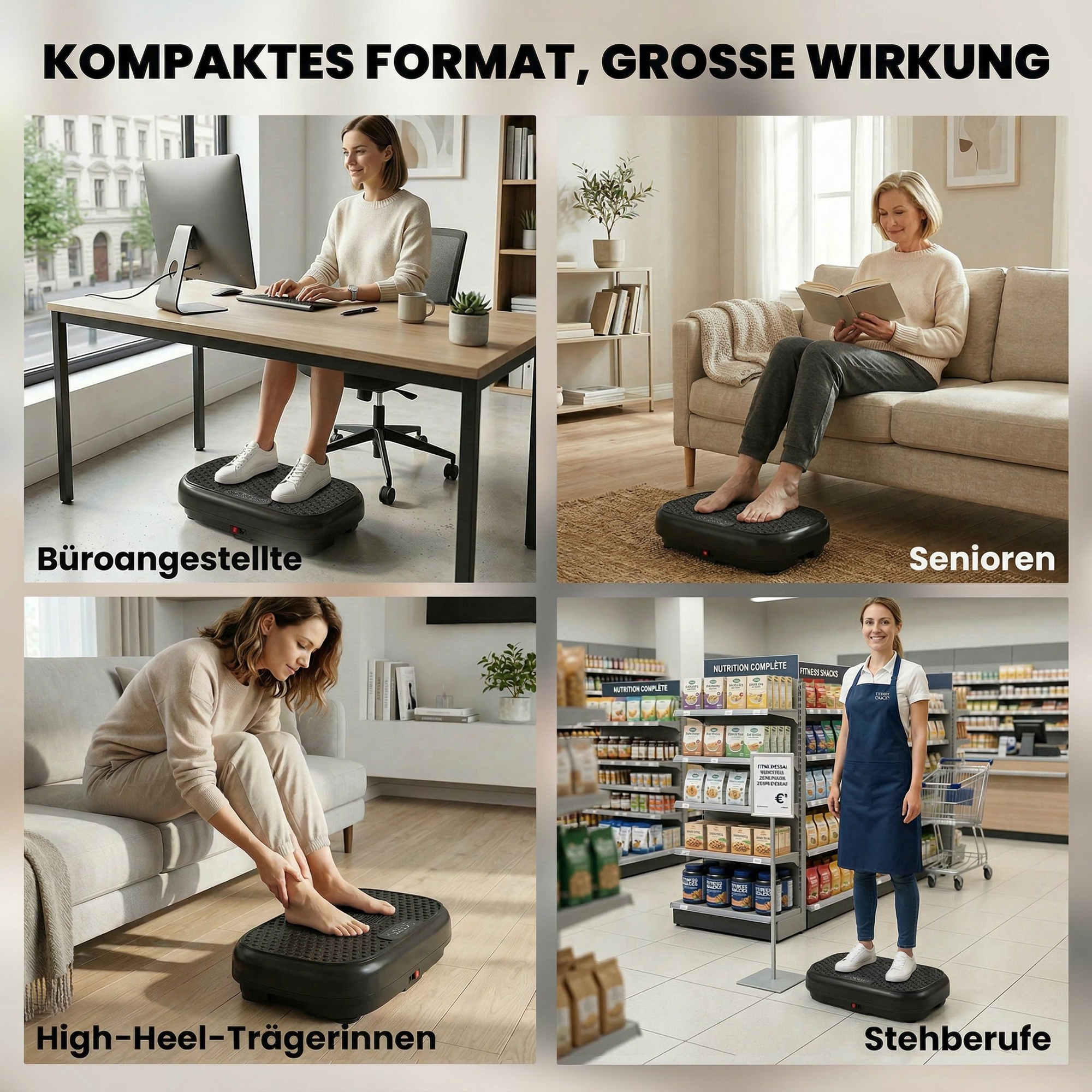 Vibrationsplatte Rüttelplatte mit 120 Intensitätsstufen 5 Vorprogramm Fernbedienung LED-Display für Muskelaufbau Schwarz