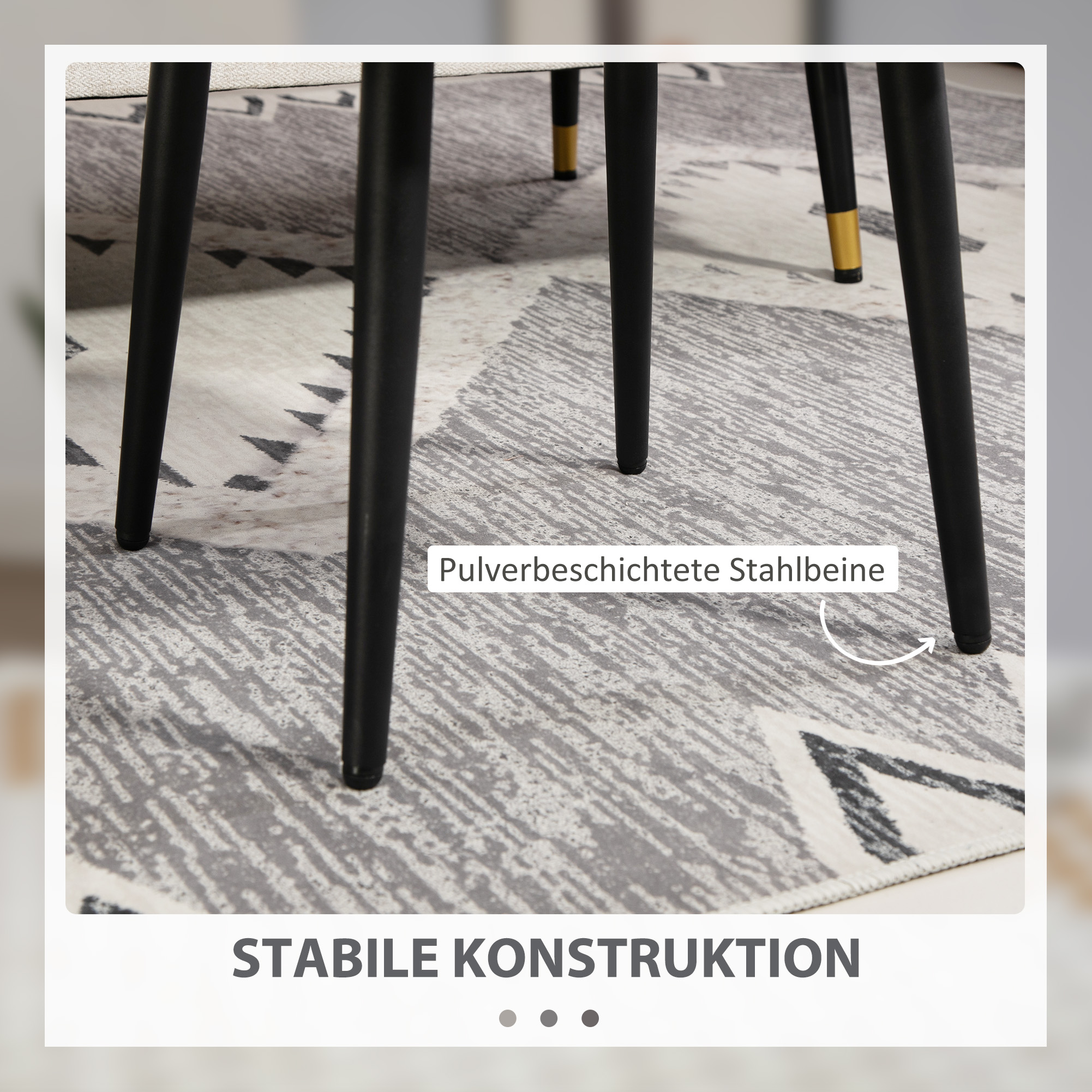 Hocker, Fußstütze, gepolsterter Sitz, Kaschmir-Optik, Stahlbeine, 42 x 42 x 44 cm, Hellgrau