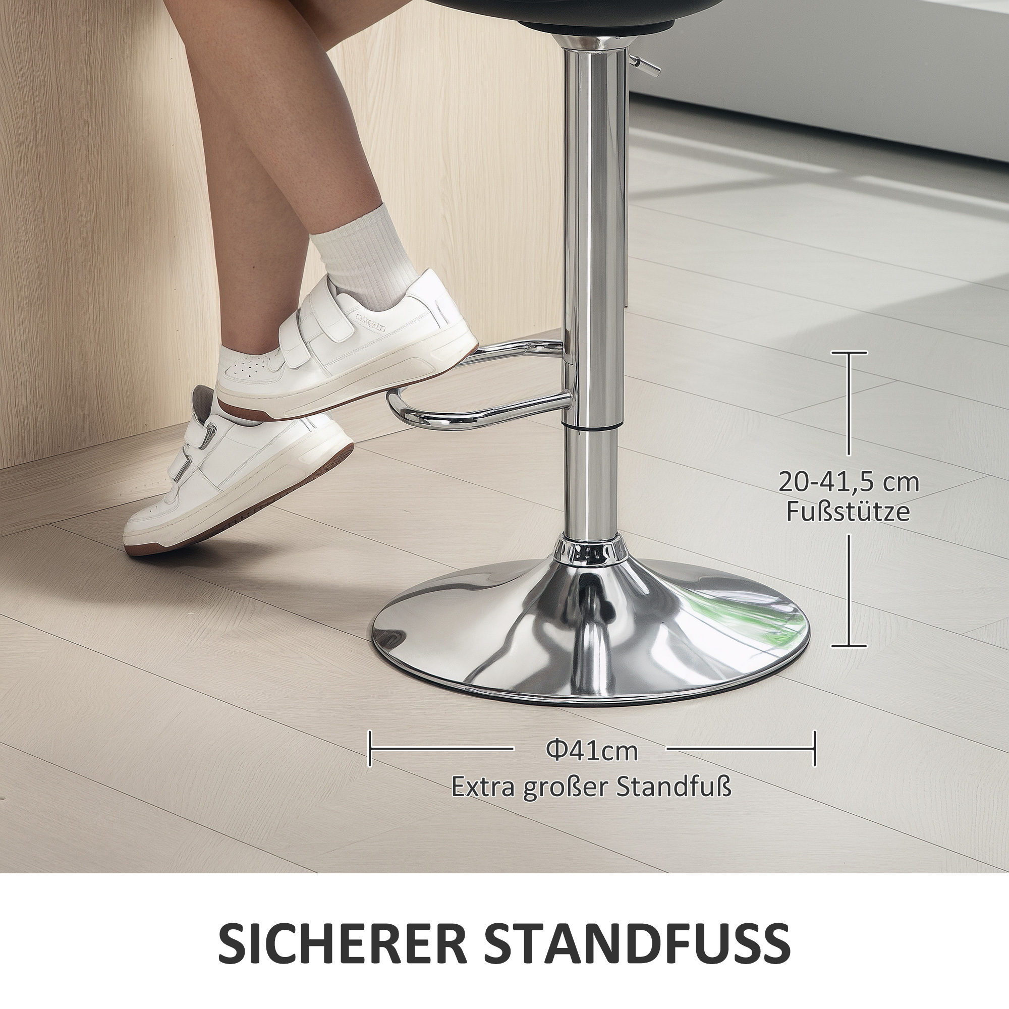 2er-Set Barhocker, Barstühle, Drehstühle mit Lehne, höhenverstellbar, bis 120 kg belastbar, 42 x 38 x 82-104 cm, Schwarz