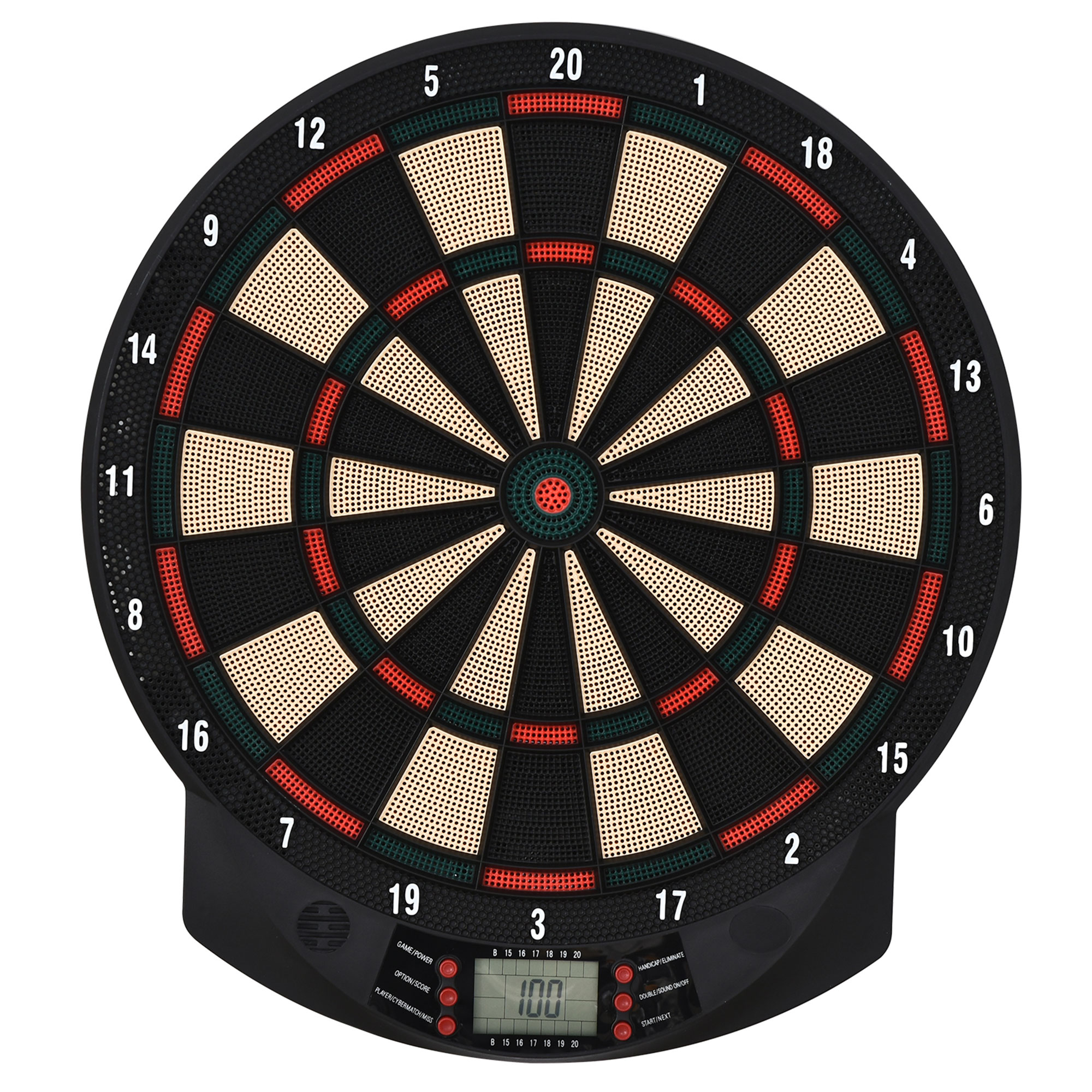 elektronische Dartscheibe, automatische Wertung Dartboard Dart-set mit 6 Darts 30 Dartköpfe 26 Spiele und 185 Trefferoptionen für 8 Spieler Soundeffekte Schwarz 44 x 39,5 x 2,2 cm