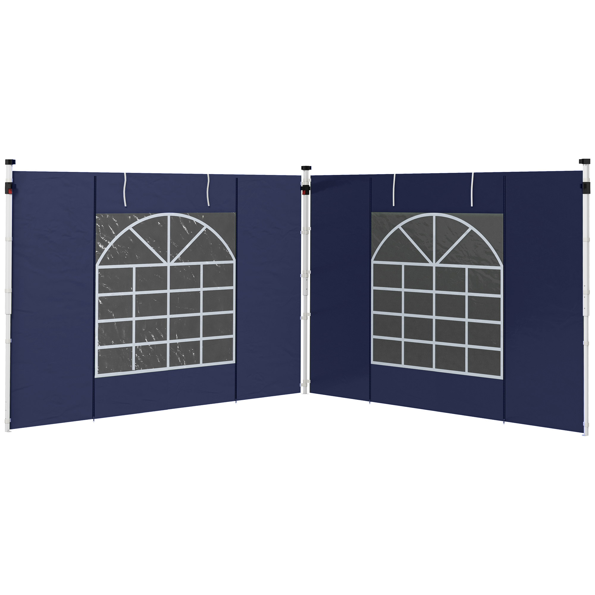 Pavillon-Vorhänge, 2er-Set, für 3x6m oder 3x3m Gartenpavillons, mit Fenstern und Türen, Blau