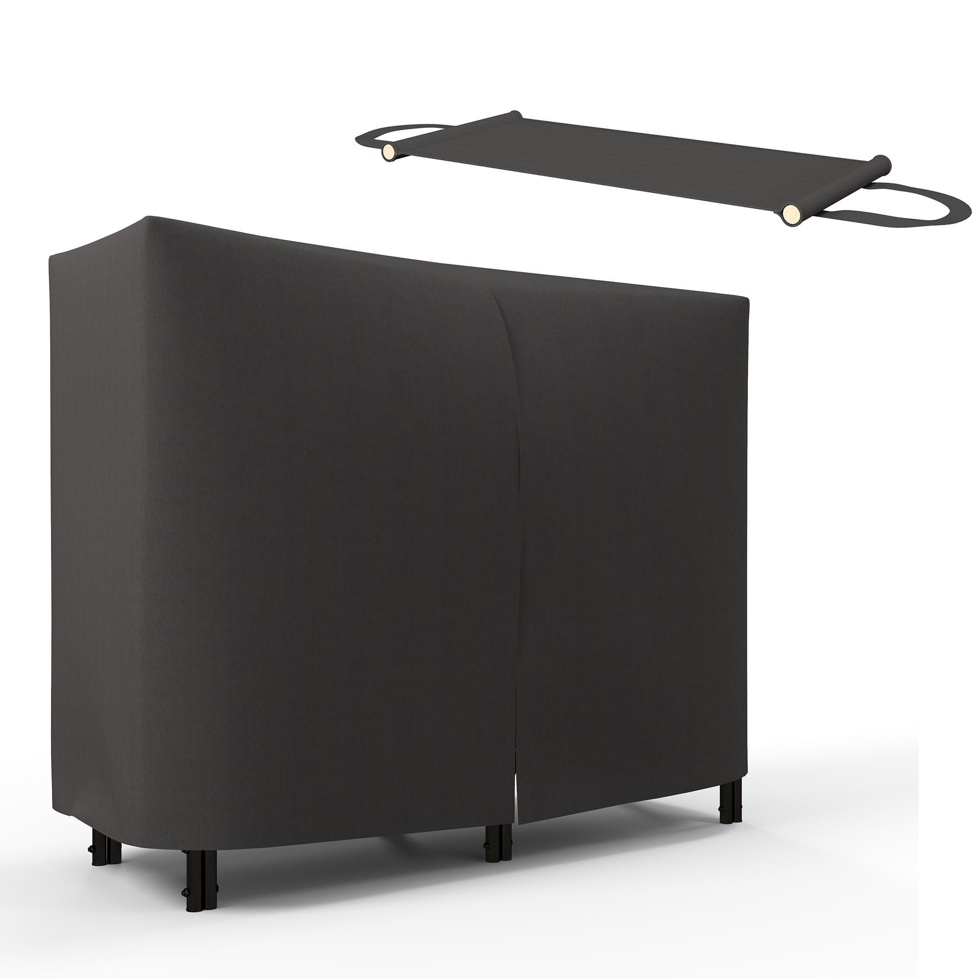 Feuerholzgestell, 0,33 m³, mit Tragetasche & Abdeckung, Metallrahmen, bis 150 kg, 120 x 36 x 99 cm, Schwarz