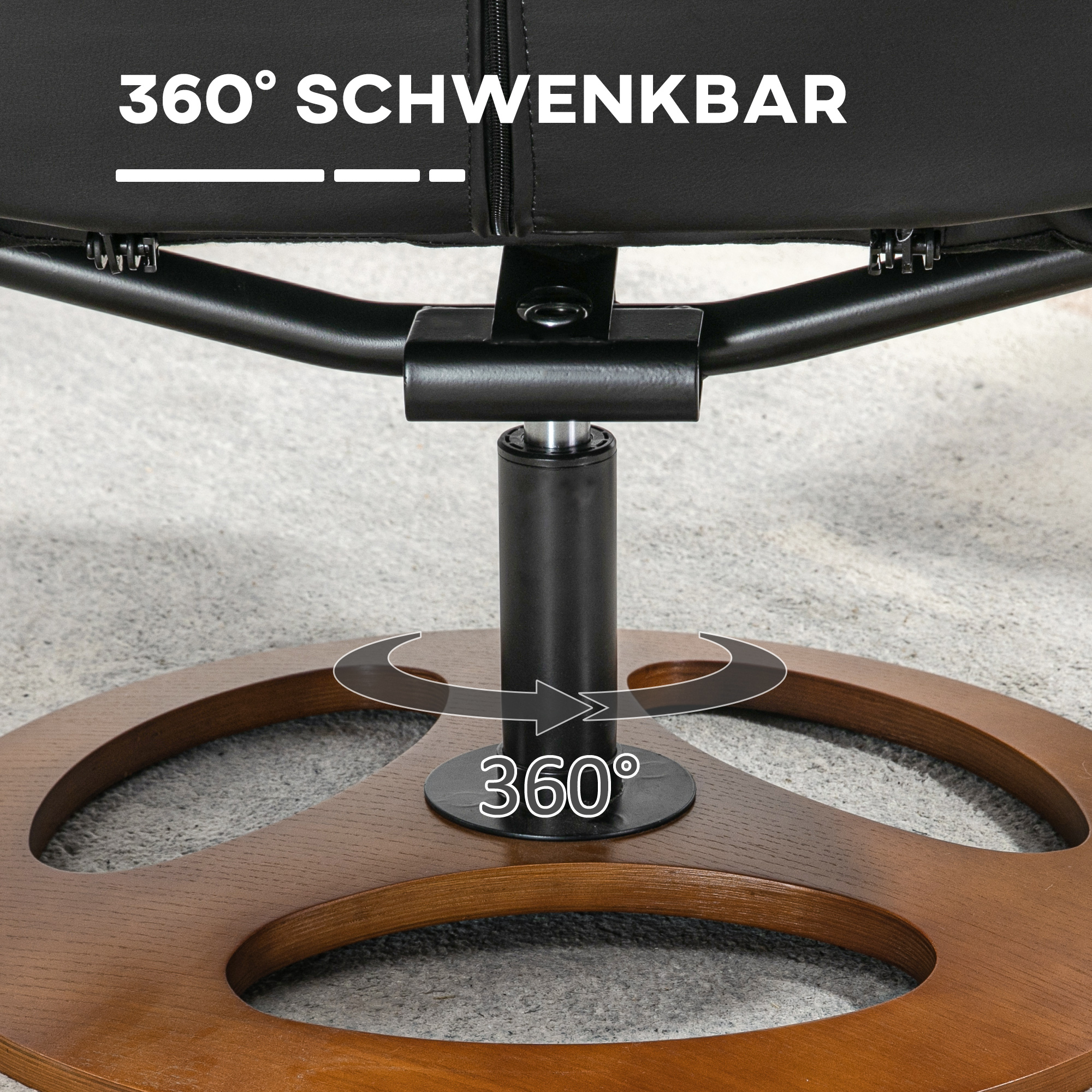 Relaxsessel mit Ottomane, Sessel mit Fußhocker, verstellbare Rückenlehne, 77 cm x 89 cm x 110 cm, Schwarz