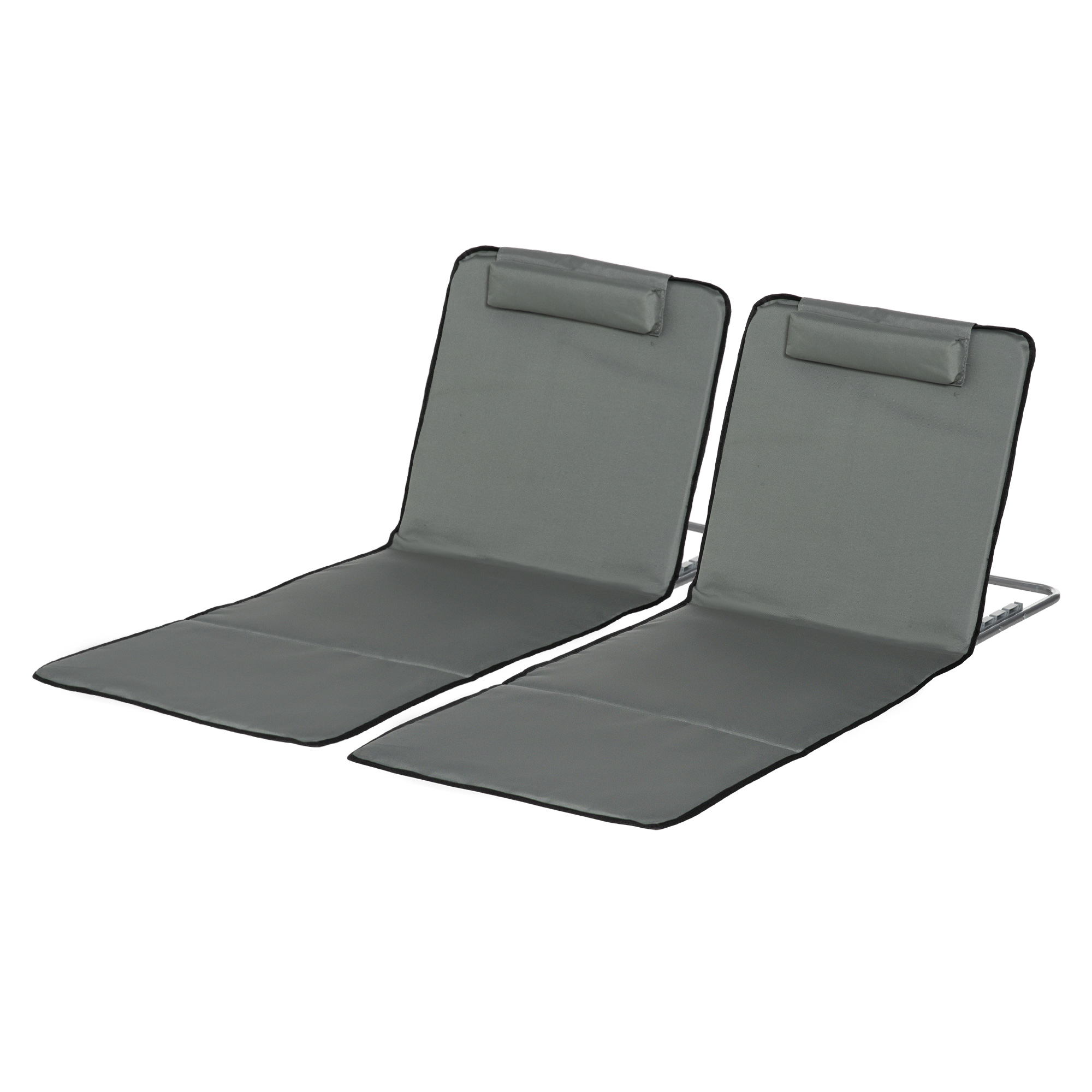 2er-Set Strandmatte, verstellbar, faltbar, 124L x 53B x 37-50H cm, Grau