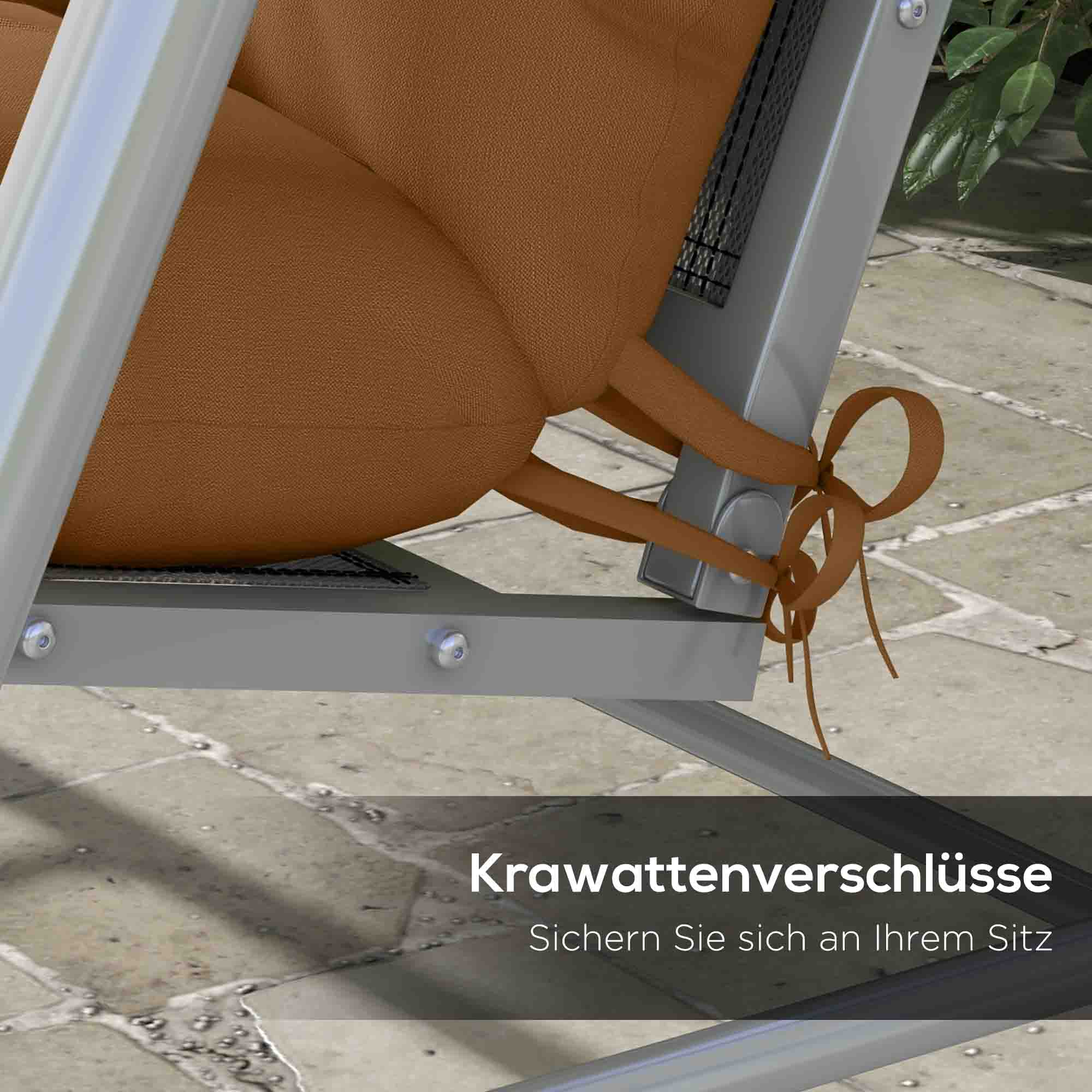 4er-Set Sitzkissen, 150x50 cm wasserabweisend Stuhlkissen mit Bindebänder, 10cm dick Bräune