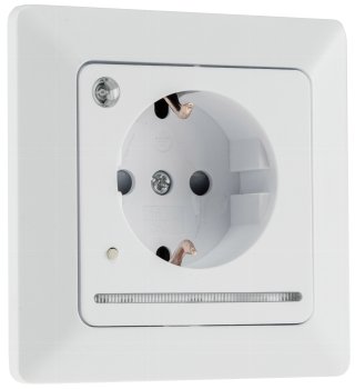 MILOS Schutzkontakt-Steckdose mit LED / weiß matt, 250V~/ 16A, Licht mit Sensor