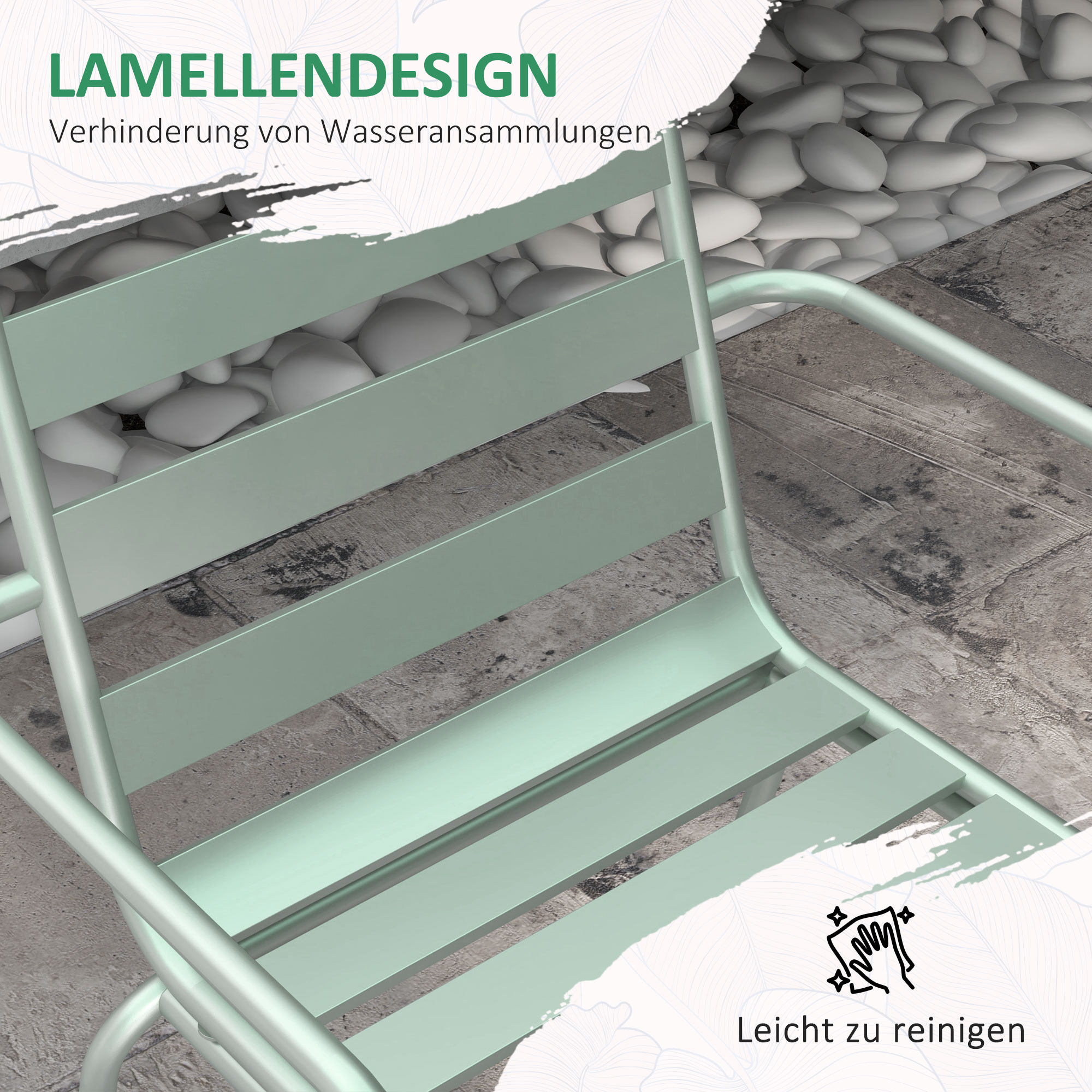 5-teilige Gartensitzgruppe Outdoor Sitzgruppe Gartenmöbel-Set, wetterbeständig, modernes Design, 80 x 80 x 74 cm, Grün
