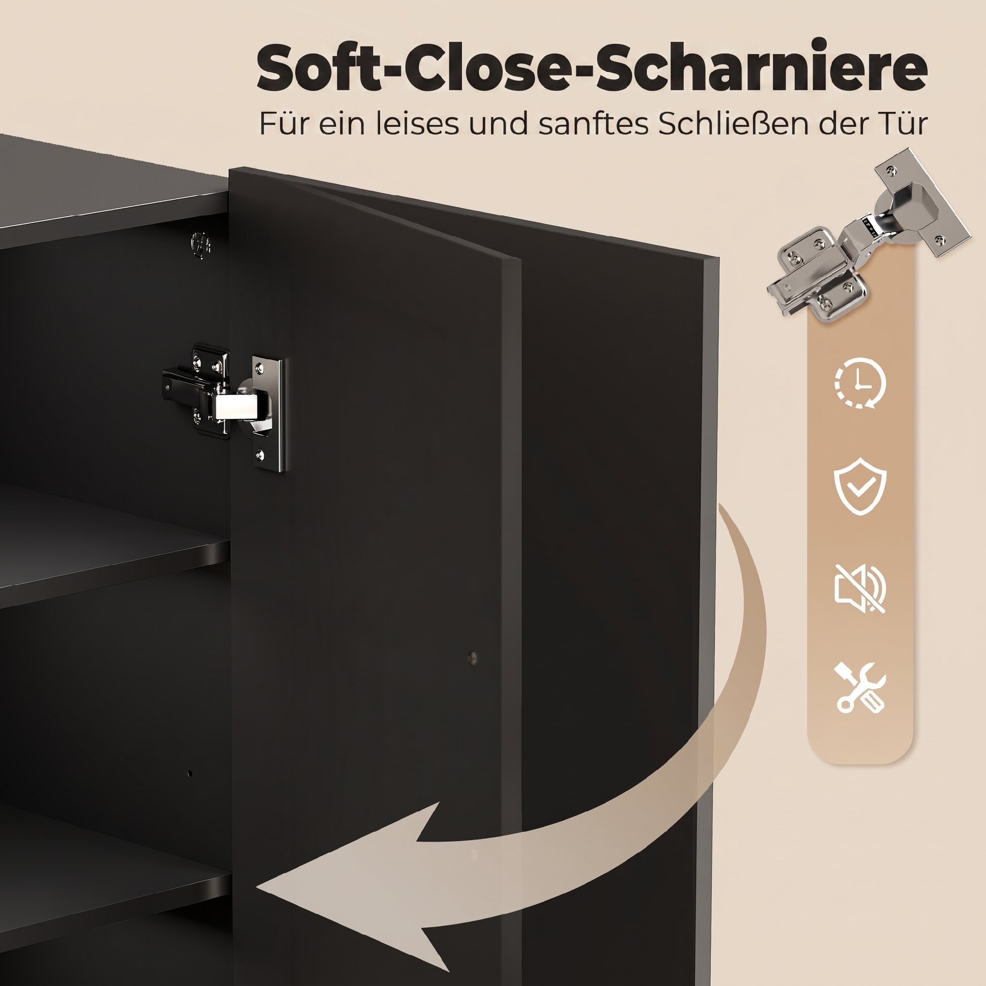 5-stufiger Schuhschrank für 20 Paar Schuhe, verstellbare Regale, für Eingangsbereich, Flur, Schwarz