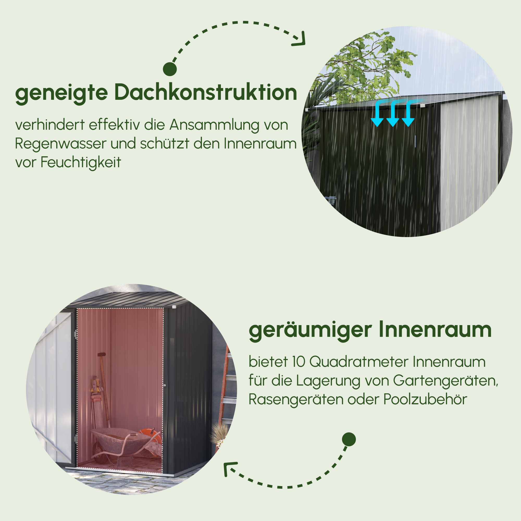 Geräteschuppen aus Stahl 100 x 103 x 160cm Dunkelgrau