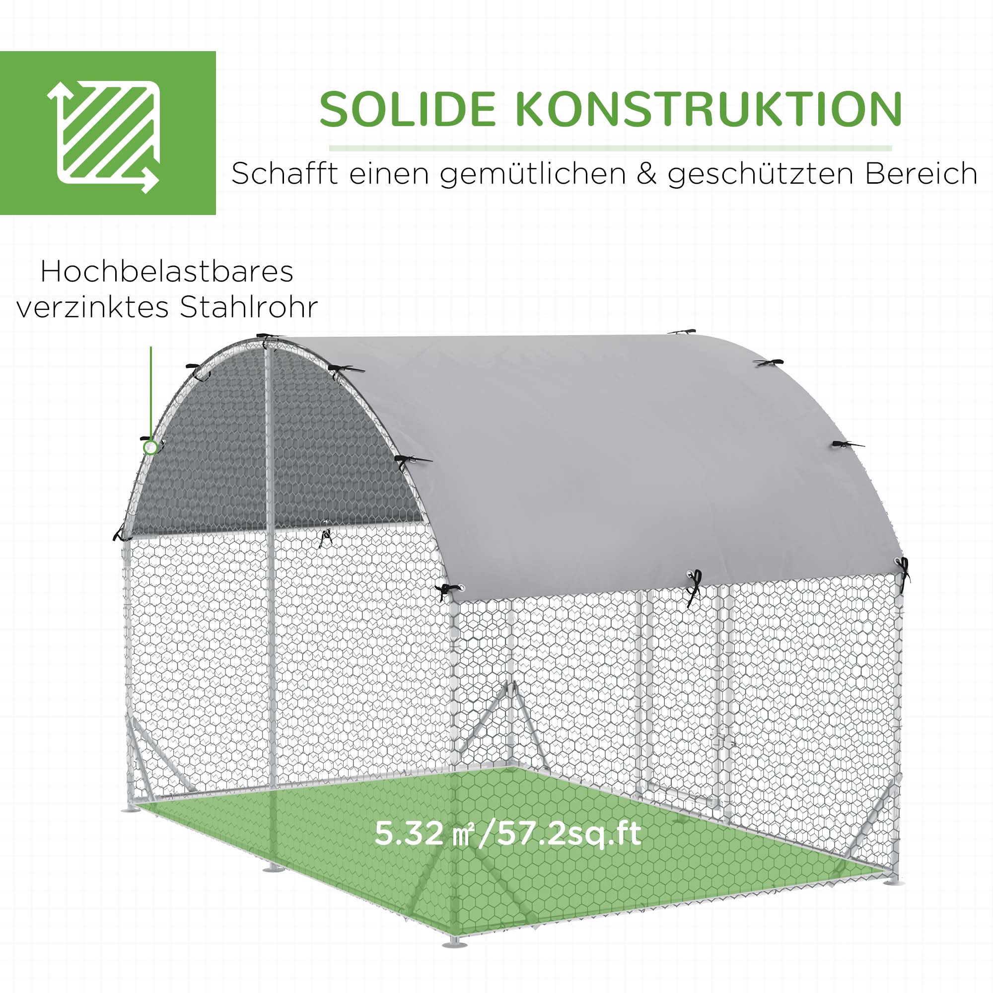 Gehege für Kleintiere, Outdoor-Freilaufgehege für Hühner, Kaninchen, Enten, stabile Konstruktion, Stahl und Oxford-Stoff