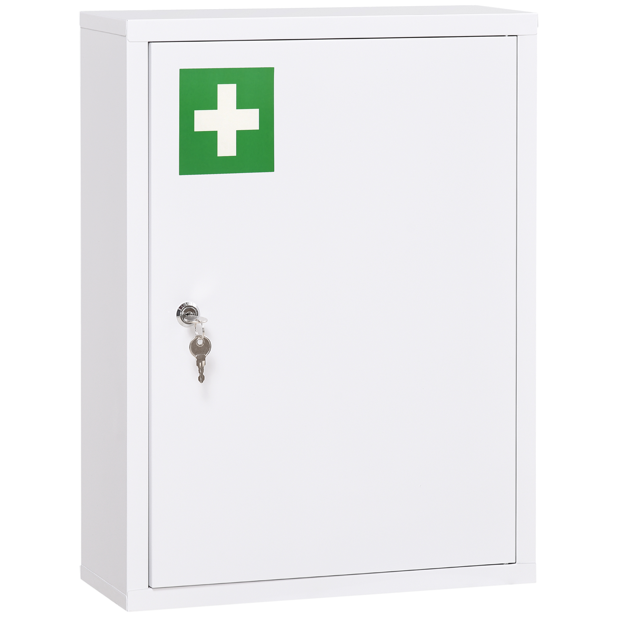 Medizinschrank, 3 Fächer, abschließbare Tür, stabiles Stahlgehäuse, weiß, 40 x 15 x 53,5 cm