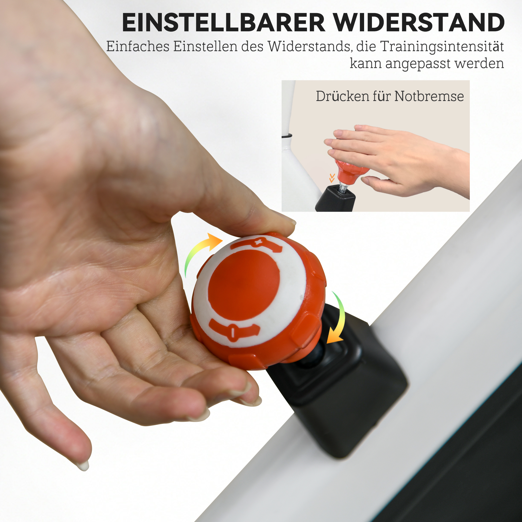 Ergometer, einstellbarer Widerstand, bis 120kg, Stahl, L103xB53xH100-114cm, Weiß/Schwarz