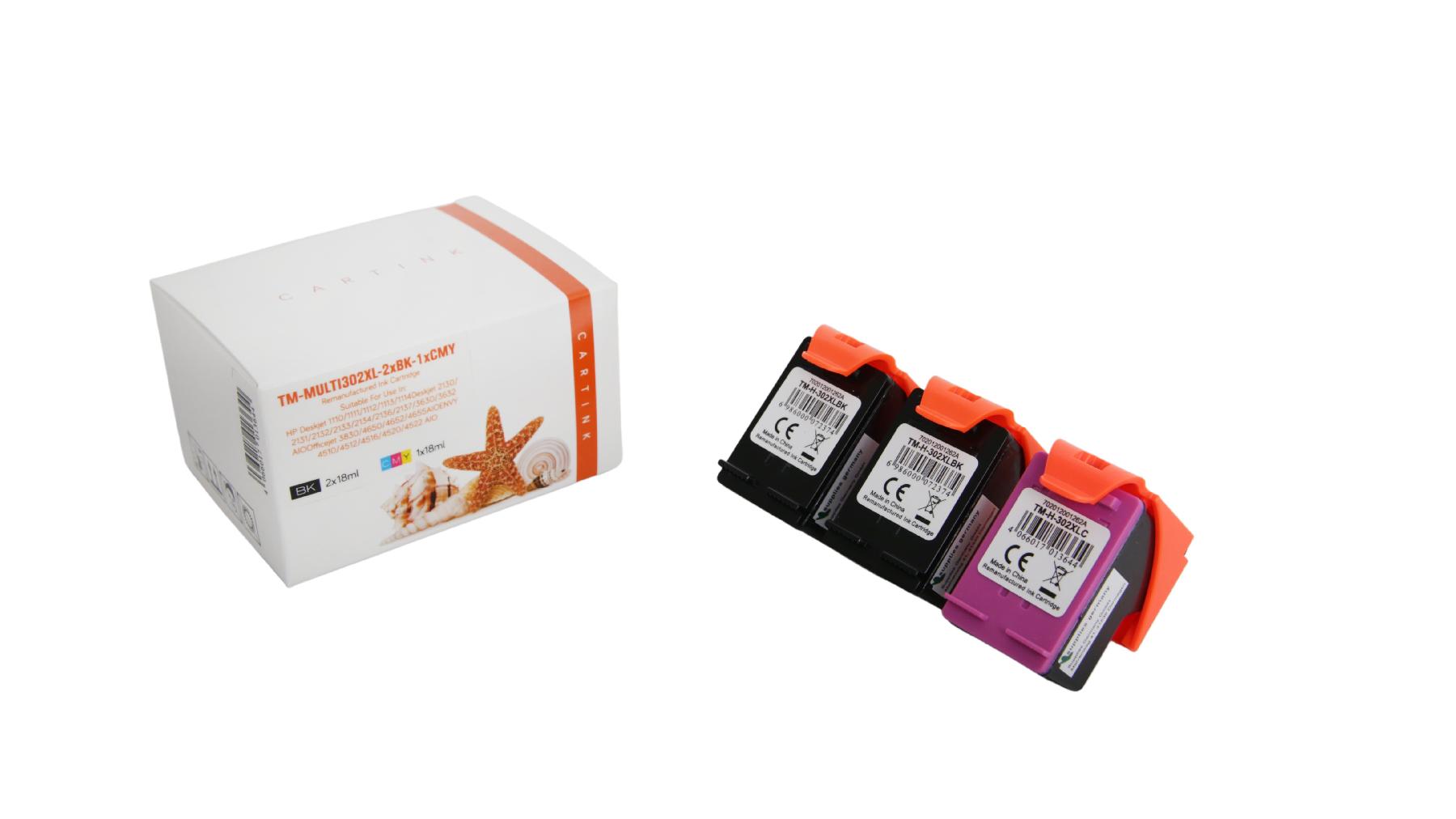 Multipack 302 alternativ Tinte für HP / X4D37AE / 2x302BK18ml / 1x302C18ml