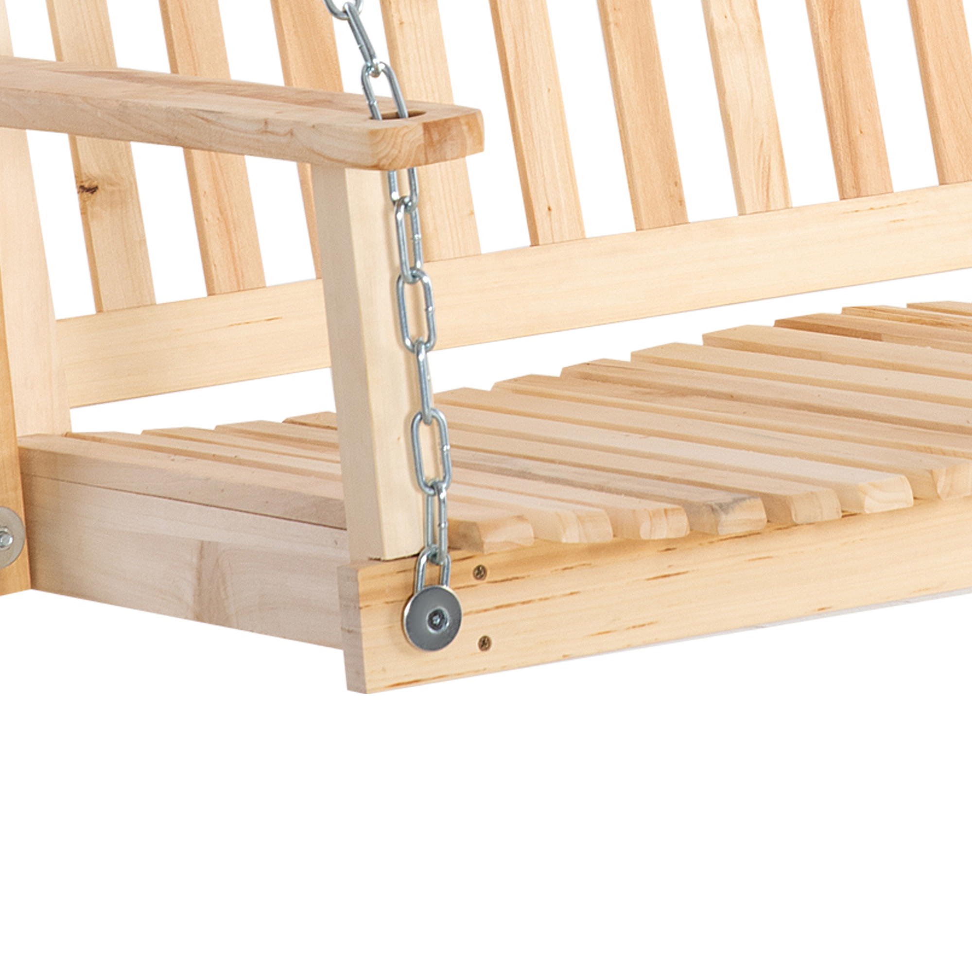 Gartenschaukel für 2 Personen Schaukelbank Hängebank Massivholz Patio Terrasse Hinterhof Natur 117 x 69 x 60 cm