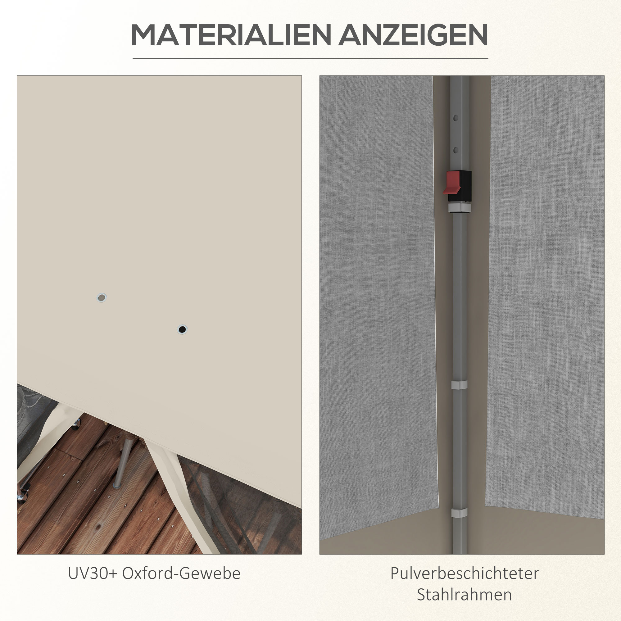 Faltpavillon, höhenverstellbar, Netzvorhänge, Tragetasche, Metallgestell, 3 x 3 x 3 m, Beige