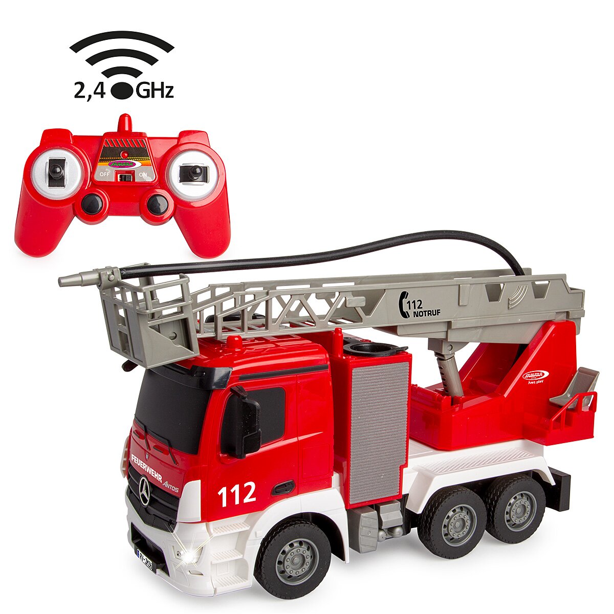 Feuerwehr Drehleiter Mercedes -Benz Antos 1:26 2,4GHz mit Spritzfunktion Feuerwehr Drehleiter Mercedes -Benz Antos 1:26 2,4GHz mit Spritzfunktion