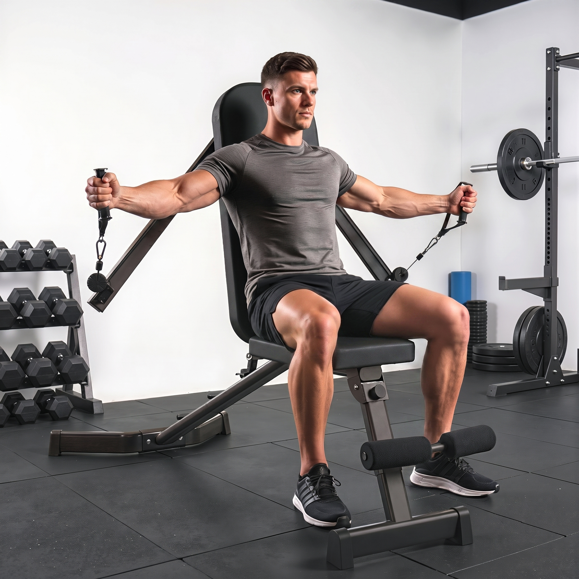 Hantelbank klappbar Trainingsbank mit Beinstrecker 3-Fach Rückenlehne, 3 Widerstandsstufe 300 kg Last