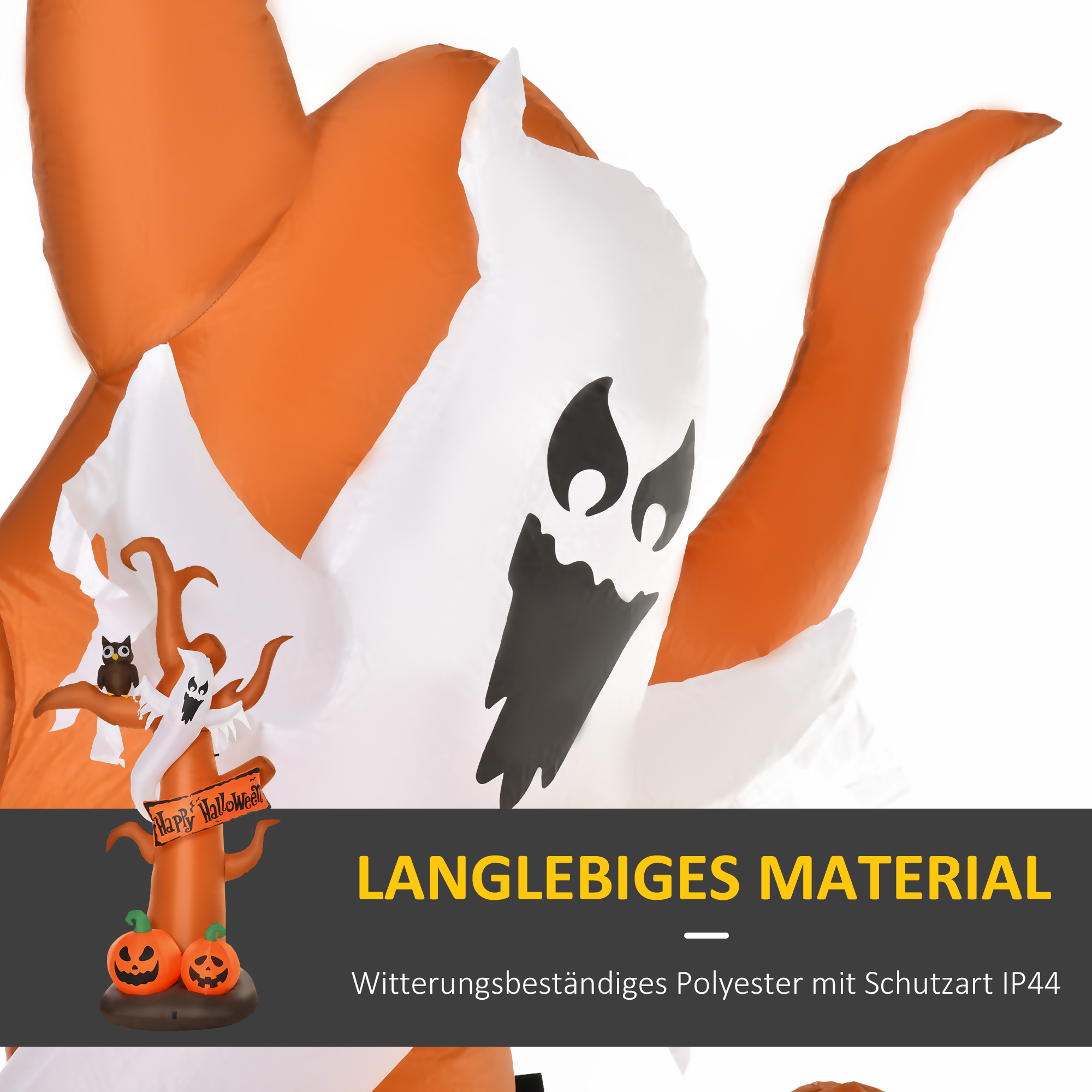 Selbstaufblasend Halloweendekoration mit LED-Lichtern, inkl. Gebläse und Befestigungsmaterial, 156cm x 107cm x 274cm