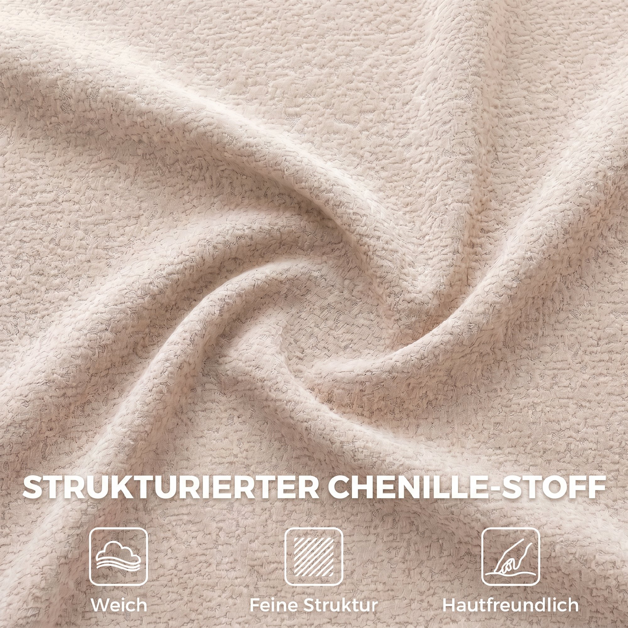 3-Sitzer Sofa, Chenille Cloud Couch ohne Rahmen, dicke Federkernpolsterung, extra breite Sitzfläche, 3 Kissen, Beige