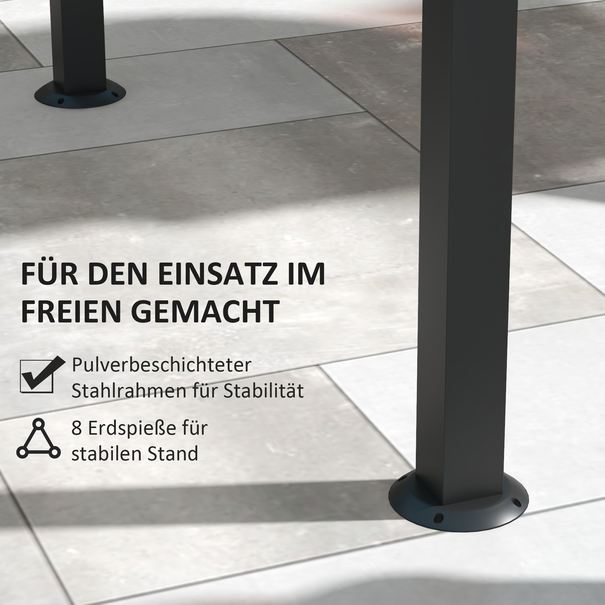 Grillpavillon, 2 Seitenablagen, Haken, Stahlrahmen, 1,1 x 2,3m, Khaki