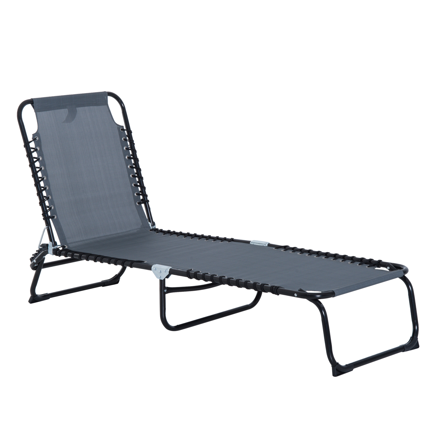 Sonnenliege klappbar Gartenliege, Liegestuhl mit 4-Fach verstellbare Rückenlehne, wetterfeste Campingliege bis 120 kg belastbar, für Garten Strand Pool, Grau