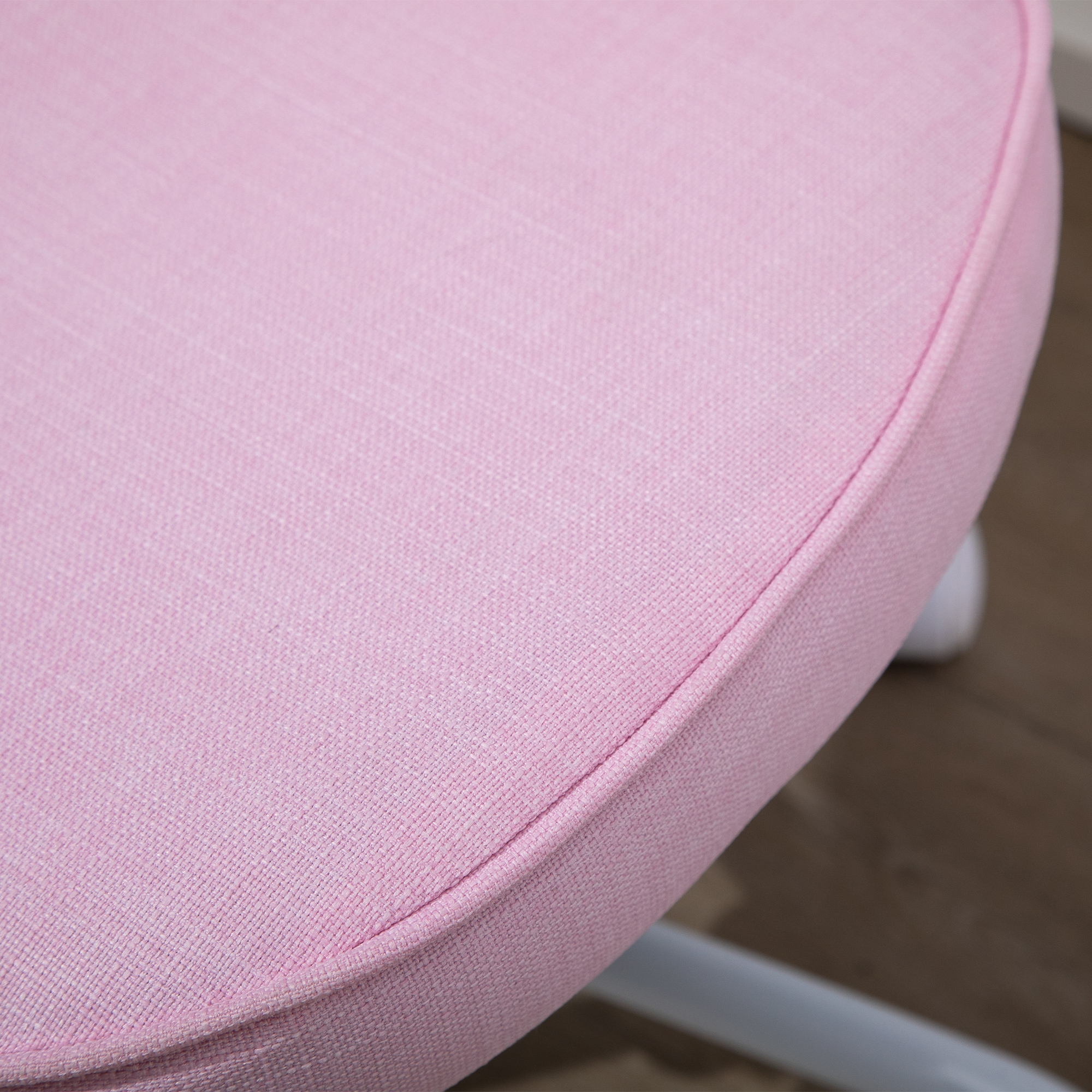 Drehstuhl, niedliches Herz-Design, höhenverstellbar, Stoffbezug in Leinenoptik, rosa, 42 x 50 x 79-89 cm