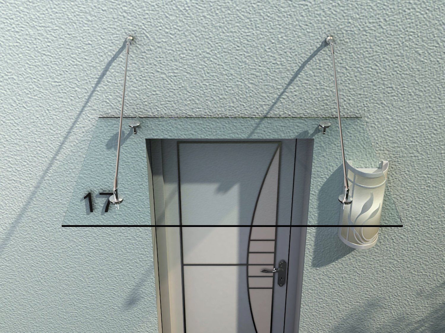 Vordach Glasvordach Türvordach, Gehärtetem Glas, 304 Edelstahl Klarglas 150 x 90 cm