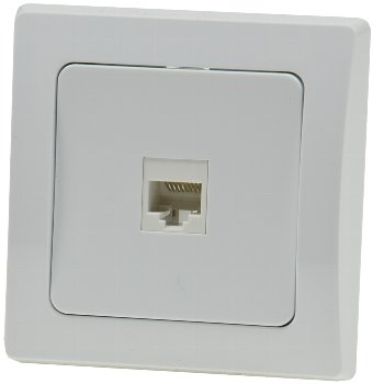 DELPHI RJ45 Dose für ISDN & Cat.5, inkl. Rahmen, UP, weiß
