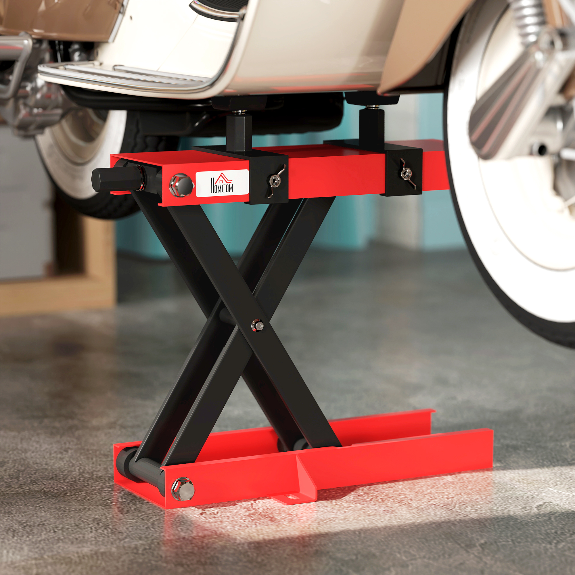 Motorradheber 500 kg Belastbar Motorradhebebühne 95-400 mm Höhenverstellbar 45 x 15 x 9,5-40 cm Rot