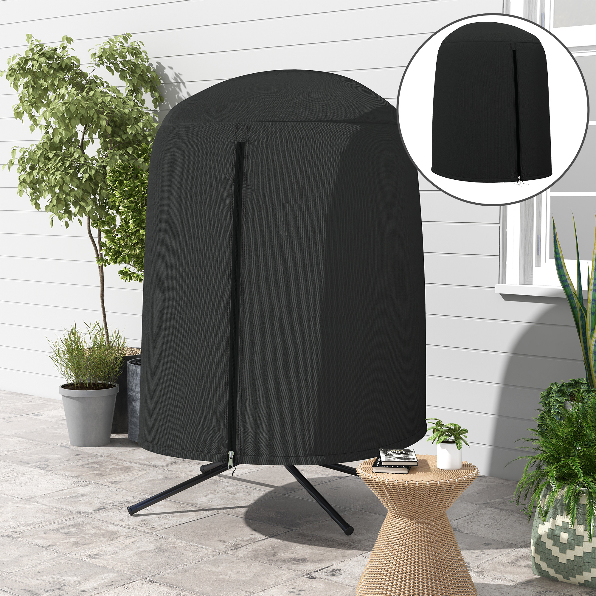 Schutzhülle für Hängesessel, wasserdicht, staubdicht, Polyester, Ø128 x 190 cm, Schwarz