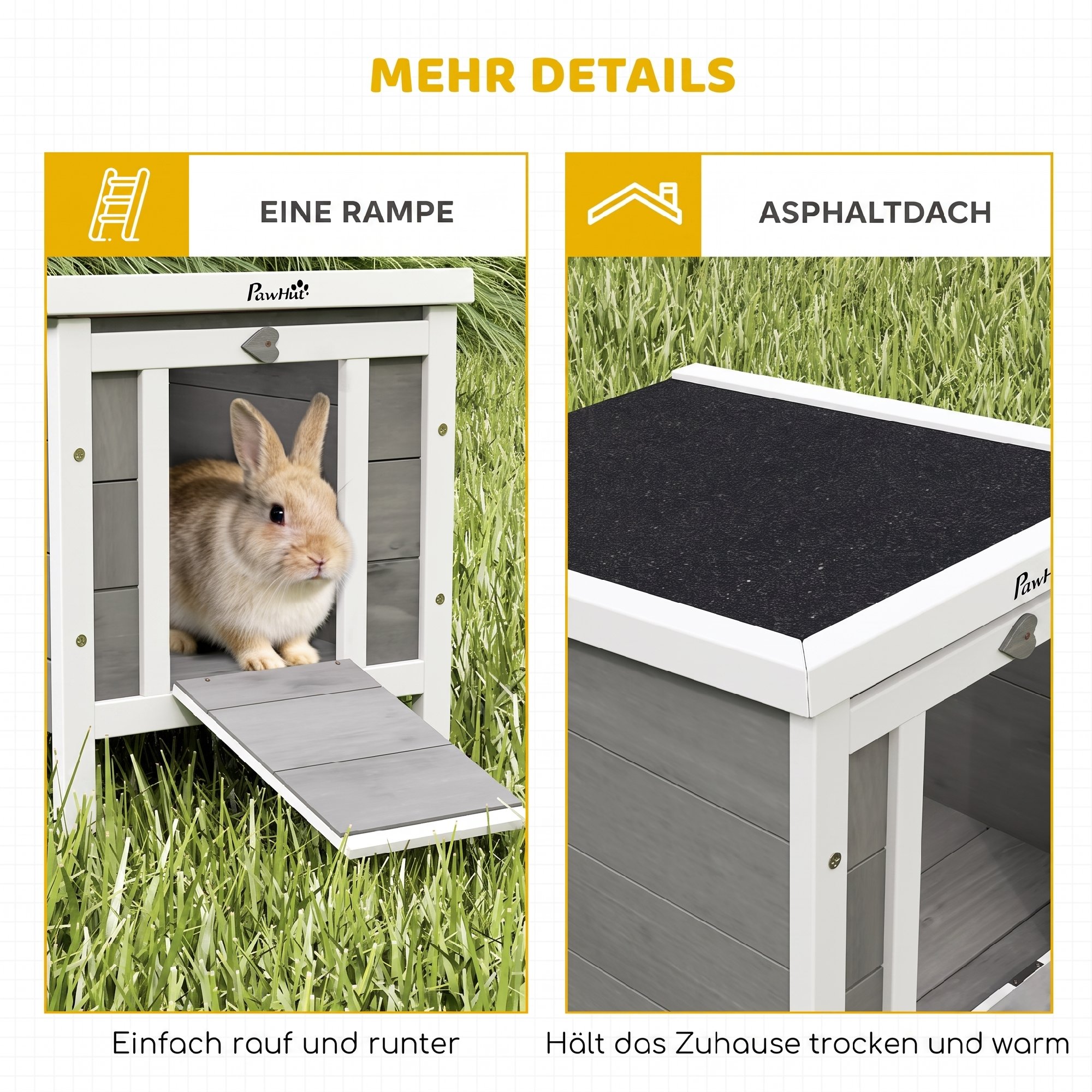 Kleintierstall Kleintierhaus mit Rampe Holz Grau