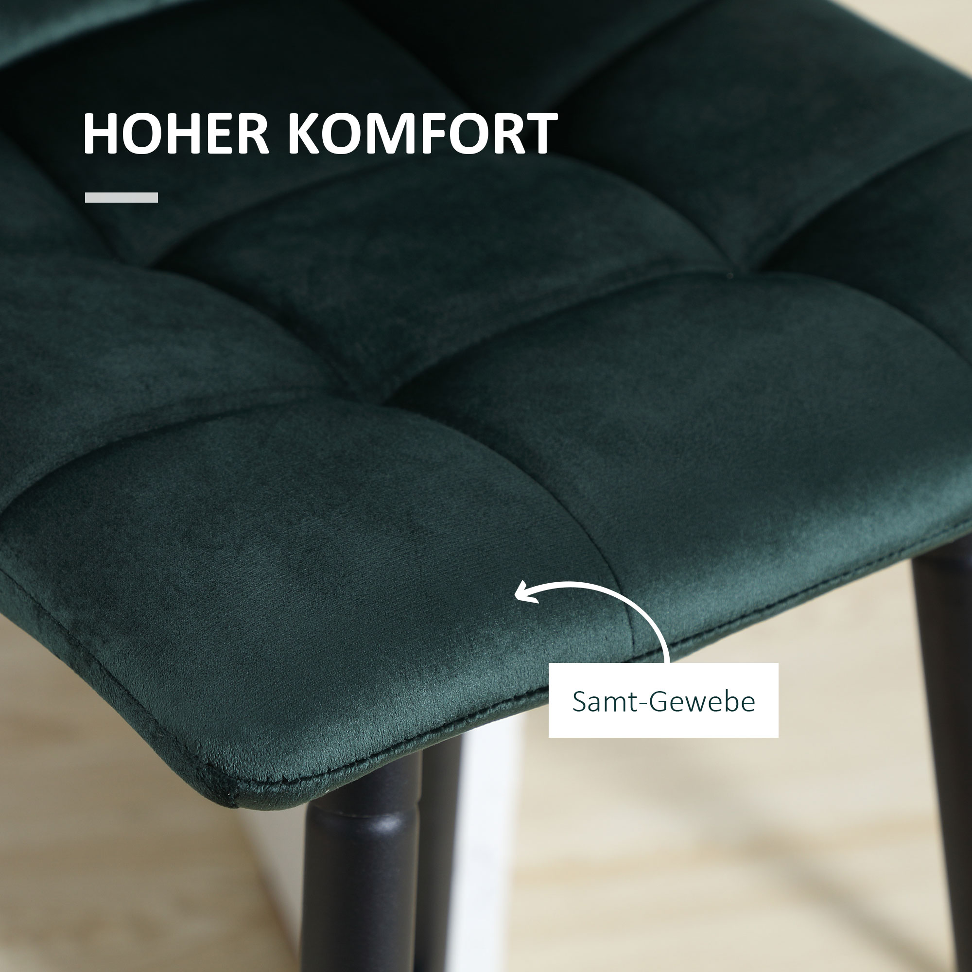 Barhocker 2er-Set, modernes Design, weicher Sitz, Stahlrahmen, 42 x 47 x 105 cm, Grün