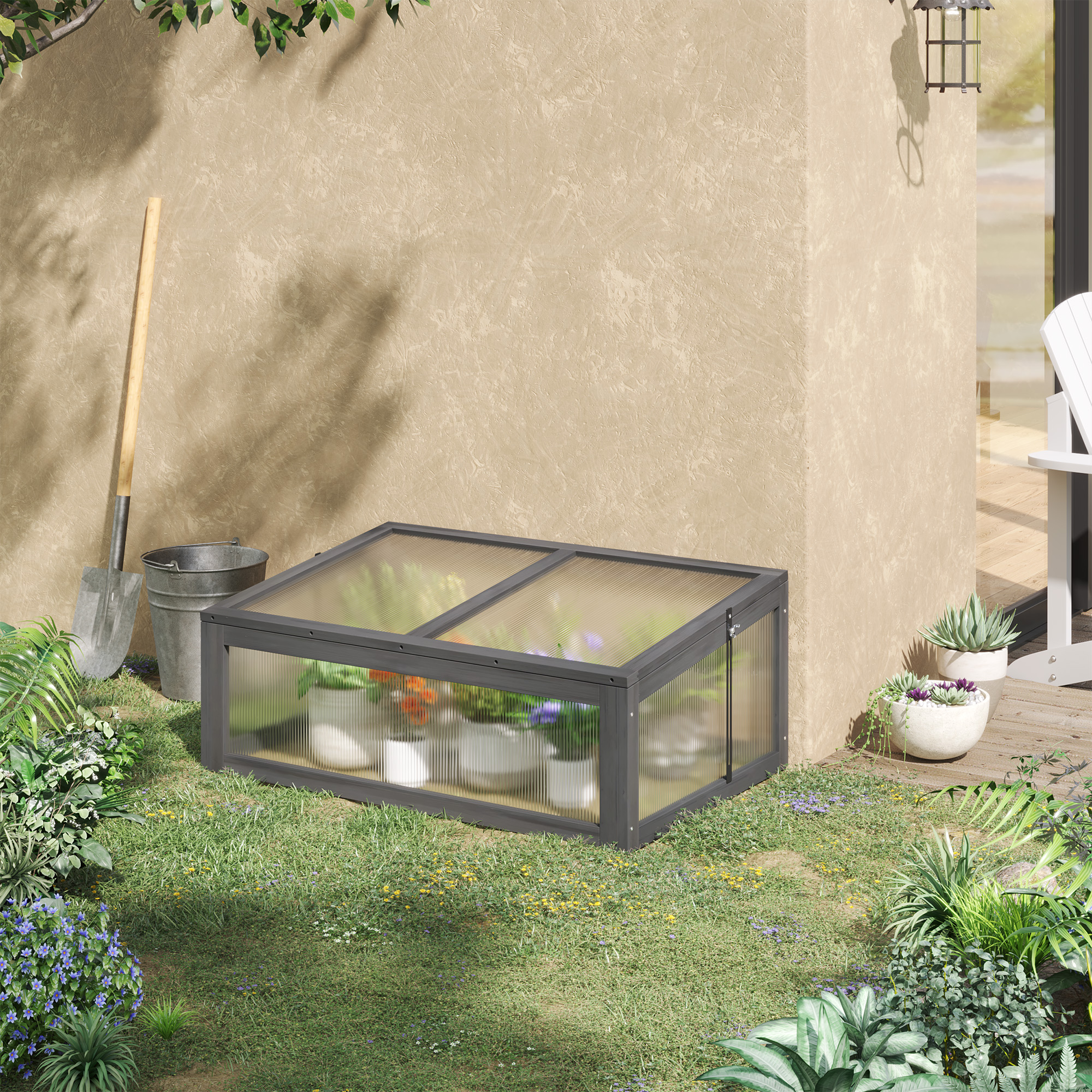 Mini-Gewächshaus, Kleines Gewächshaus für den Garten, mit PC-Platten, Gute Lichtdurchlässigkeit, 100L x 65B x 40H cm