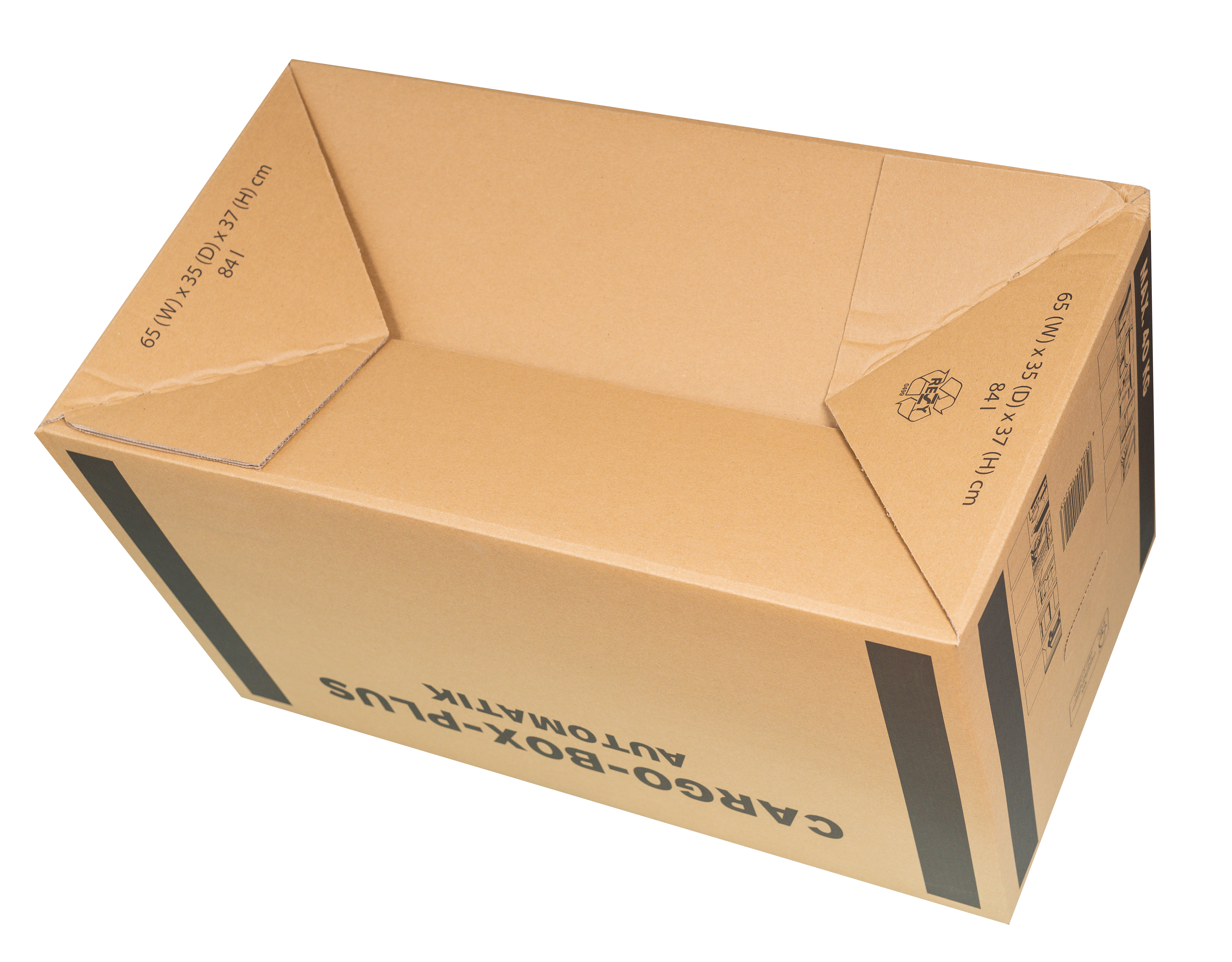 Cargobox PLUS mit Automatikboden, 650x350x370mm, braun, 2-wellig, VPE10