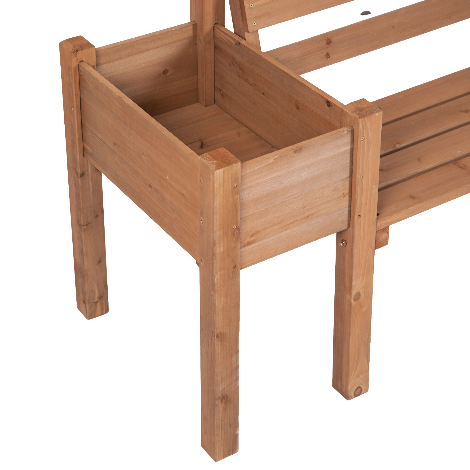 Gartenbank Sitzbank, inkl. Pflanzkästen, Holz, 184 cm x 59 cm x 95 cm, Braun