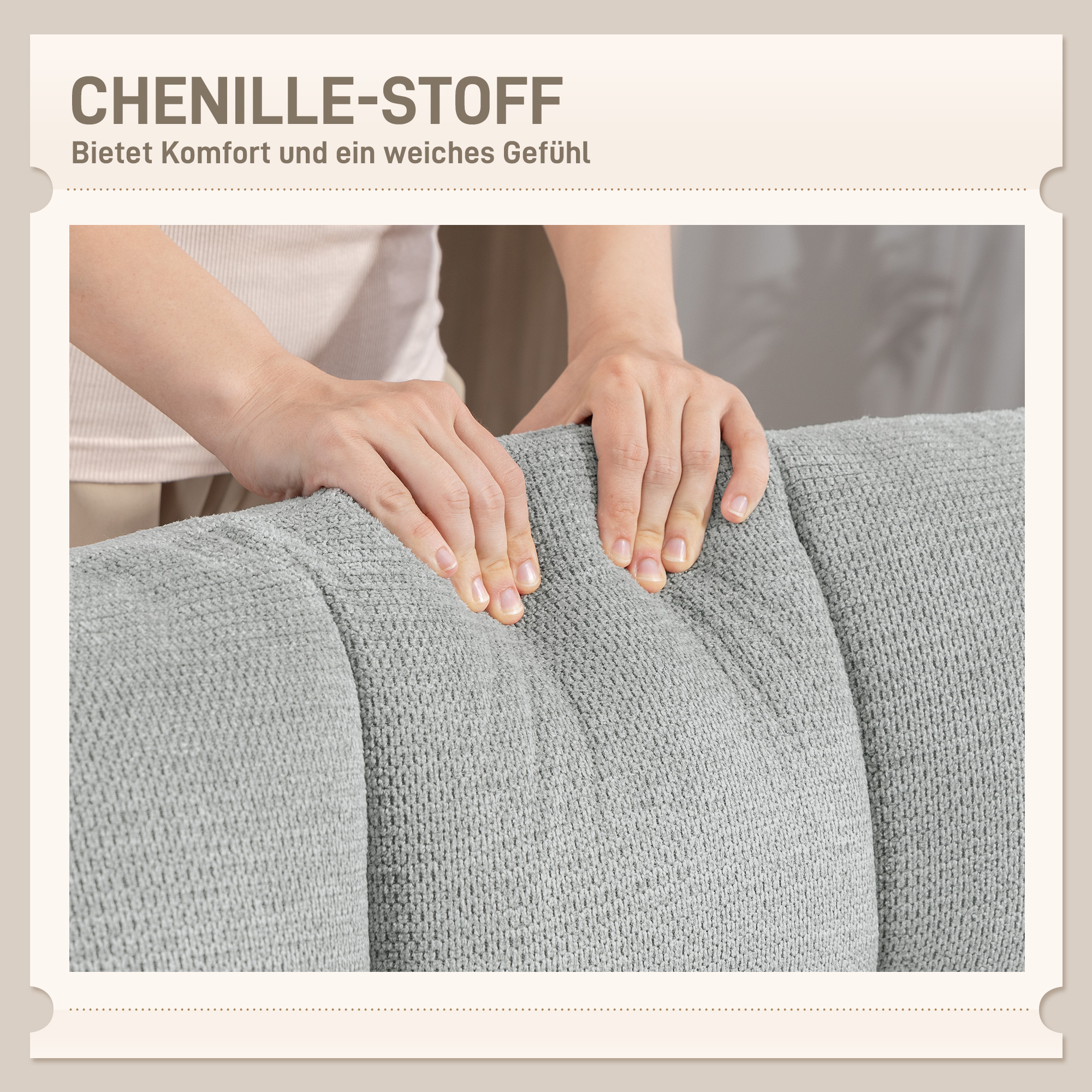 Sessel Drehbar Loungesessel mit Breiter Sitzfläche, wasserabweisend Chenille-Optik, gekreuzt Stahlbeine, Hellgrau