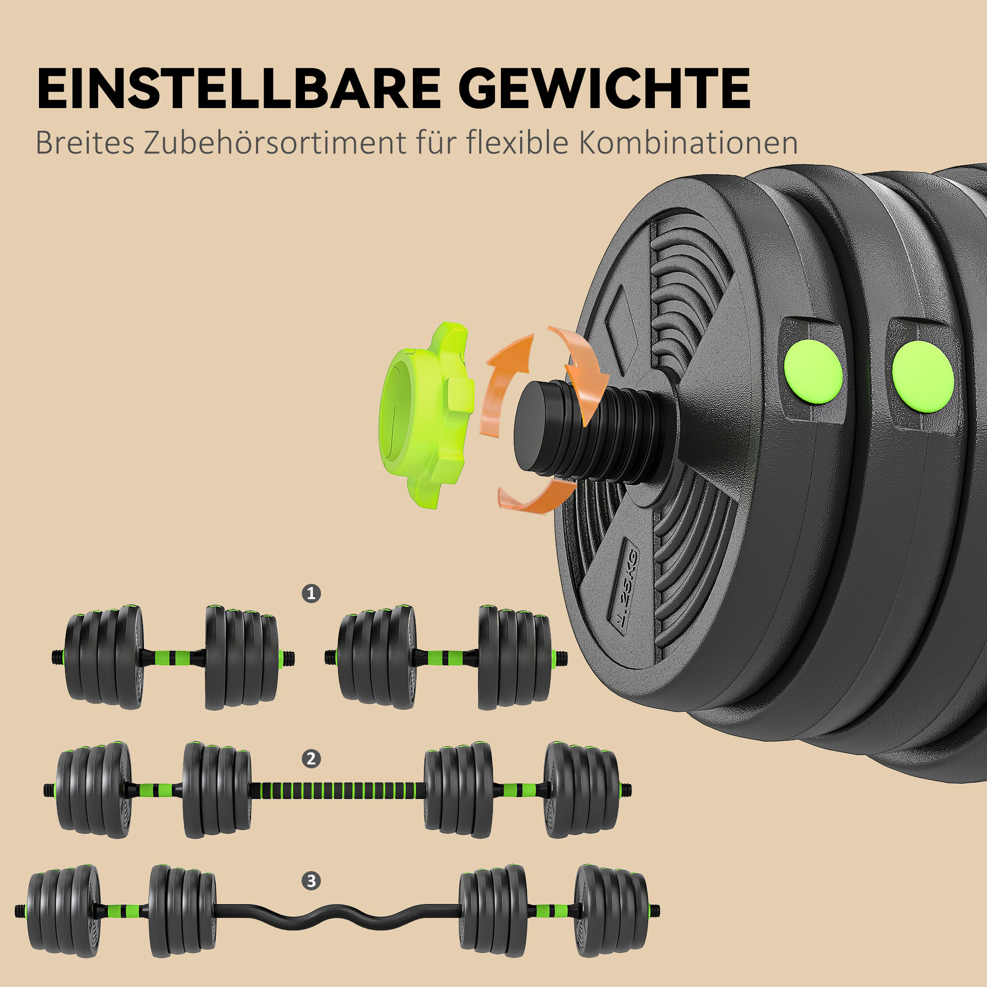 Hantelset verstellbar 30 KG Kurzhantel Set Kurzhanteln Langhanteln Hanteln Set für Krafttraining