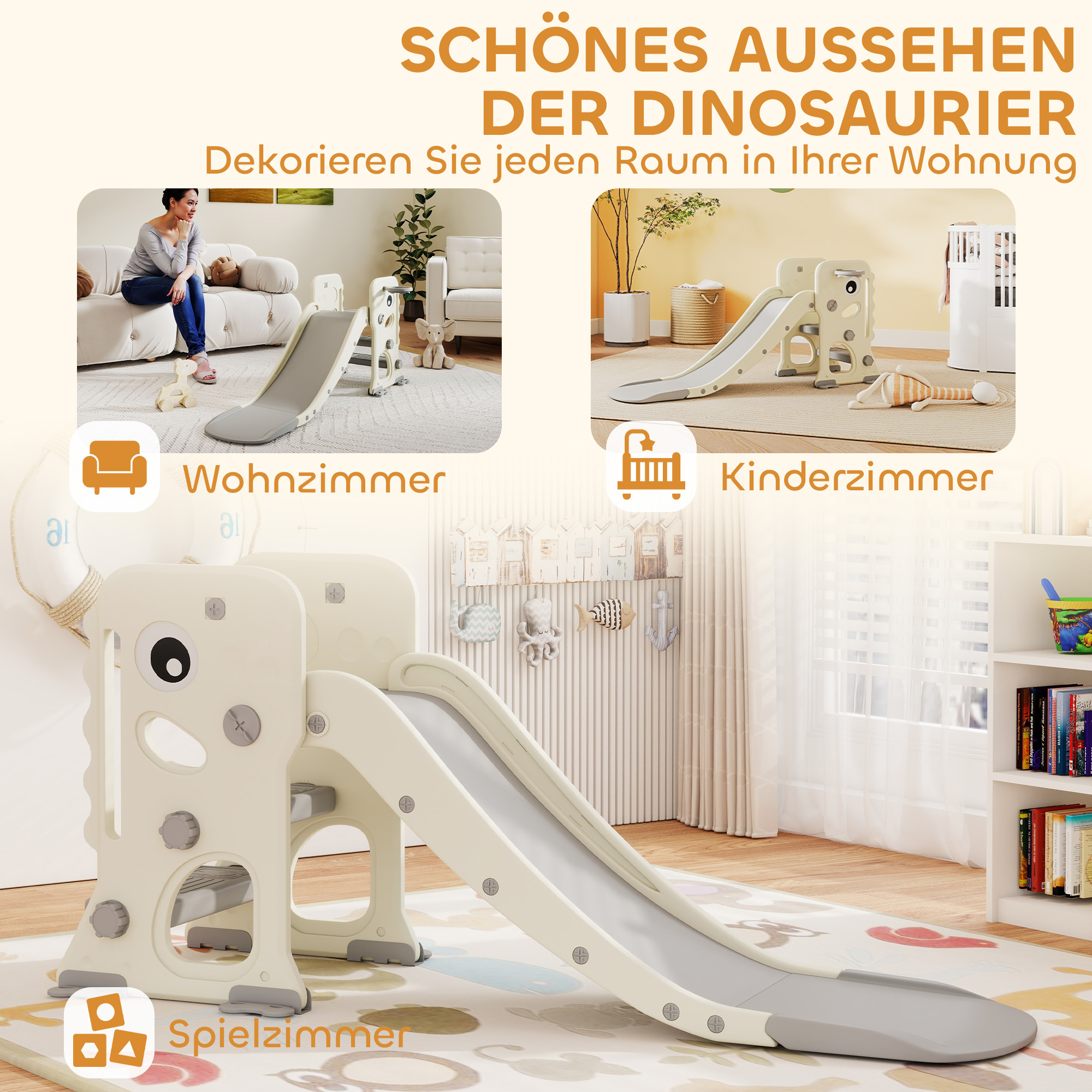 3-in-1-Kinderrutsche mit Klettergerüst, Basketballkorb Ball, faltbare Indoor-Kleinkindrutsche für Kinder 2-5 Jahren